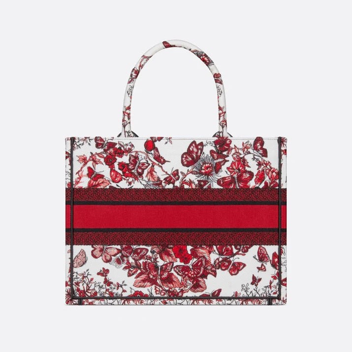 Túi Dior Medium Dior Book Tote White and Red Le Coeur des Papillons Embroidery 13