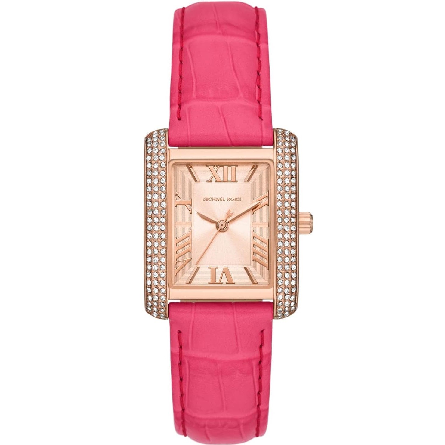 ĐỒNG HỒ MK NỮ MICHAEL KORS EMERY PAVÉ ROSE GOLD-TONE AND CROCODILE EMBOSSED LEATHER WATCH MK2984 2