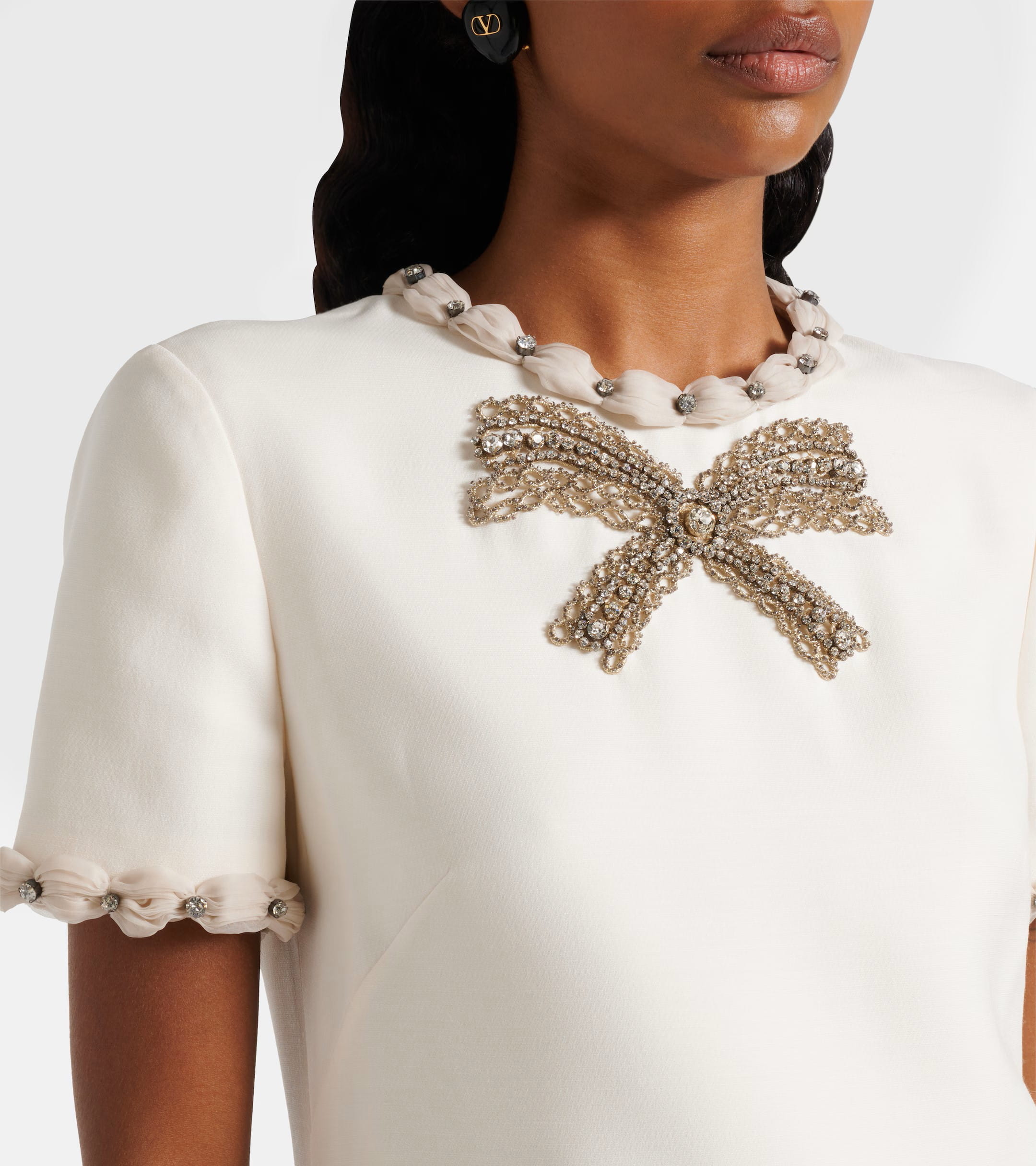 Đầm Valentino Embroidered Crepe Couture Short Dress Ivory 8