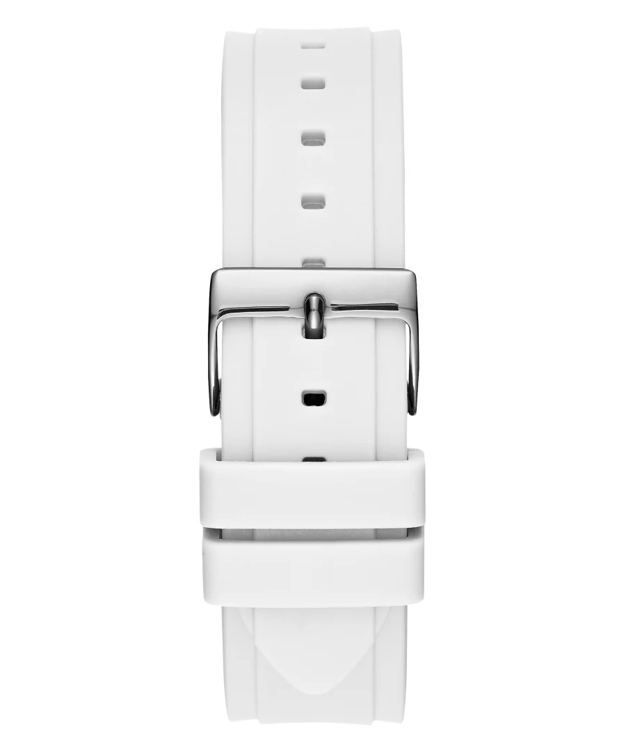 ĐỒNG HỒ GUESS SILVER TONE CASE WHITE SILICONE WATCH 3