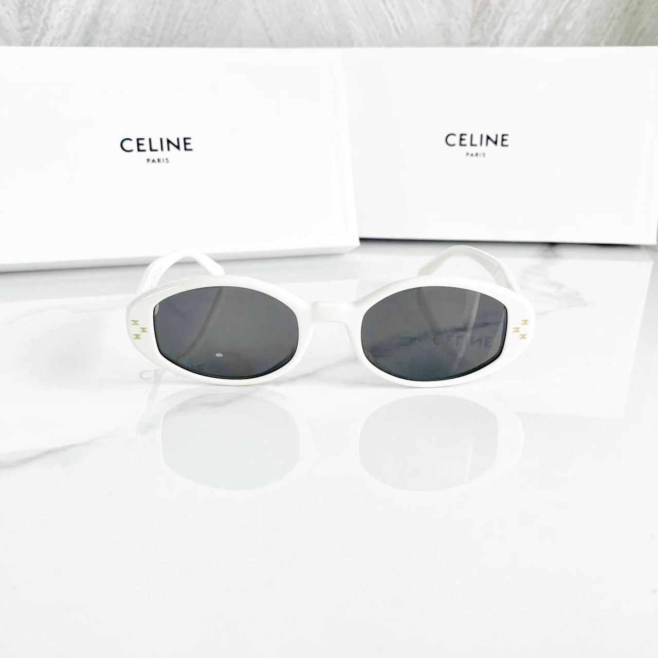 MẮT KÍNH NỮ CELINE OVAL S212 SUNGLASSES IN ACETATE WHITE 1