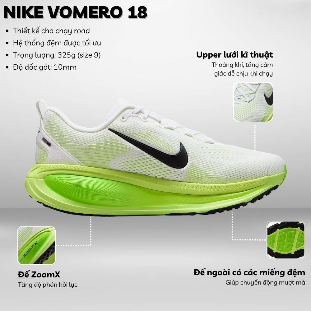 Giày Nike Vomero 18 Road Running Shoes White Electric Green HM6804-102 5
