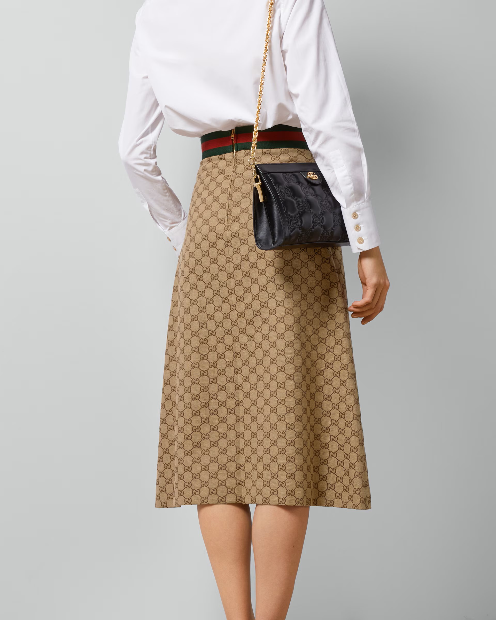 Váy dài Gucci Camel and Ebony GG Canvas Skirt 3