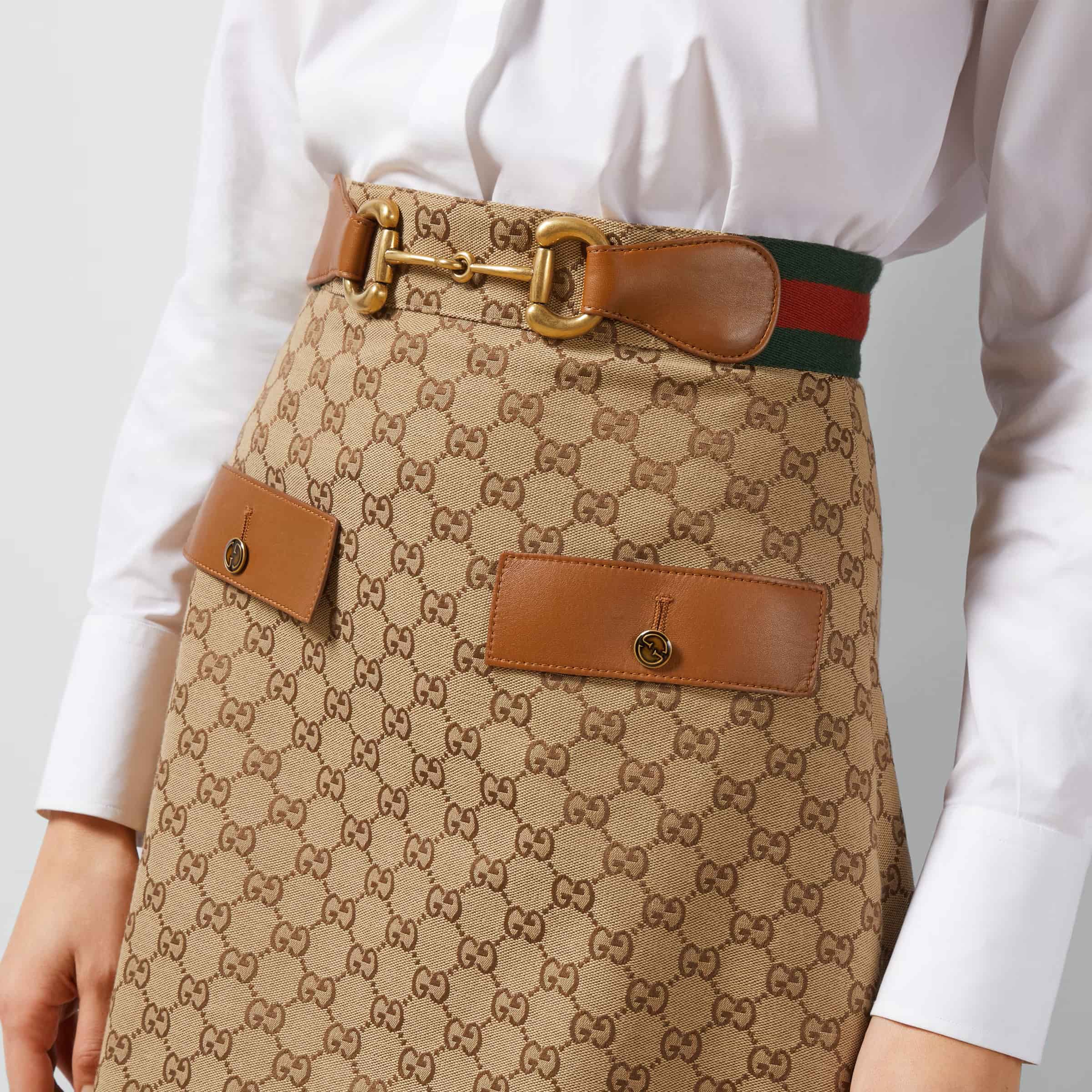 Váy dài Gucci Camel and Ebony GG Canvas Skirt 7