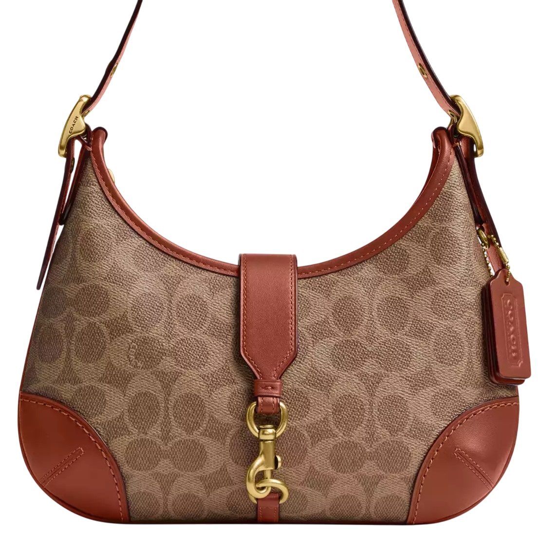 Túi kẹp nách Coach Hamptons Hobo Bag In Signature Canvas Tan Caramel CY934 5
