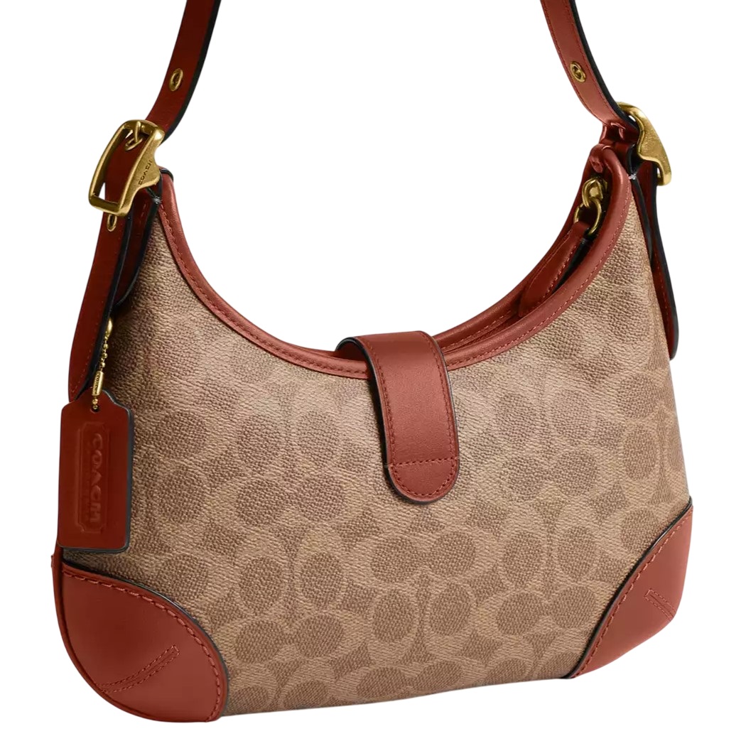 Túi kẹp nách Coach Hamptons Hobo Bag In Signature Canvas Tan Caramel CY934 8