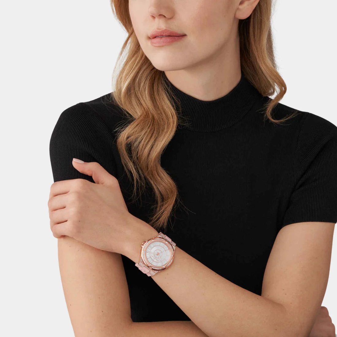 ĐỒNG HỒ NỮ MICHAEL KORS LENNOX WHITE DIAL THREE-HAND BLUSH SILICONE STRAP WATCH MK7334 1