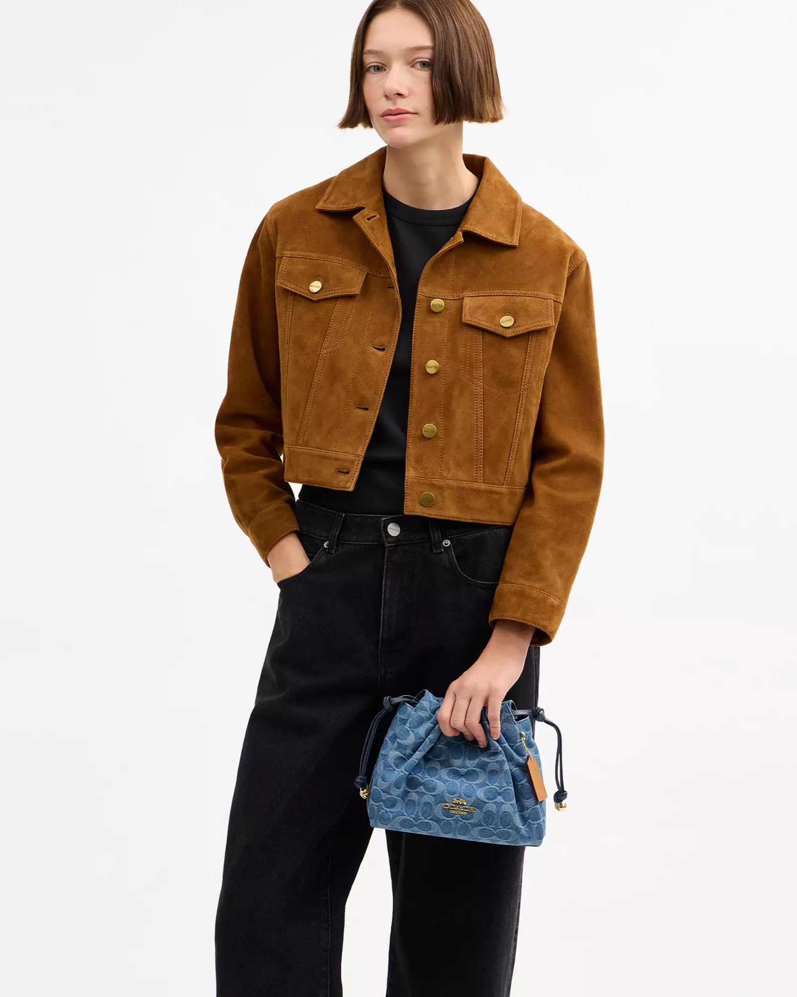 Túi Coach Faye Shoulder Bag In Signature Denim CDB94 5
