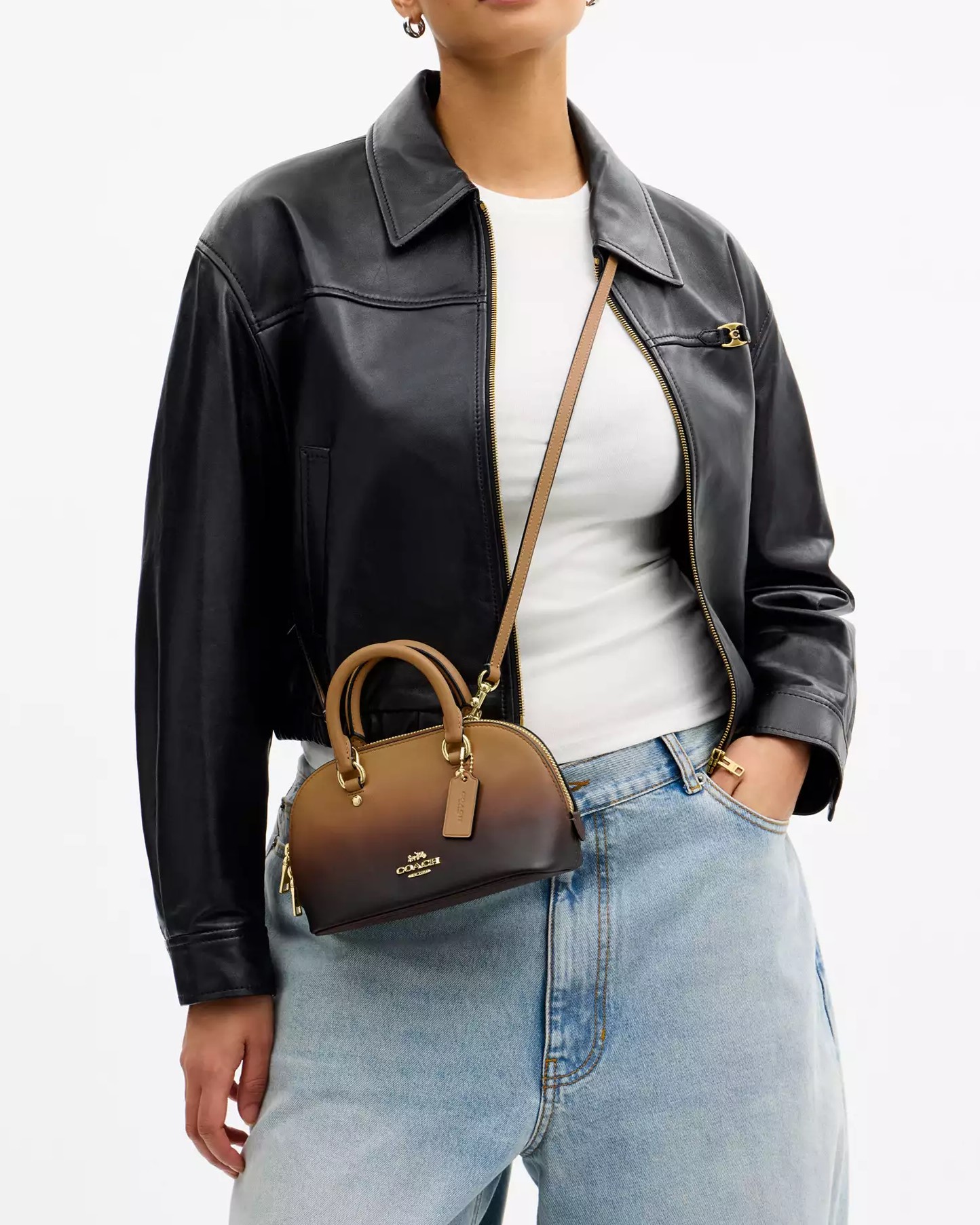 Túi Coach Hến Lara Mini Satchel Bag With Ombre Latte CEA00 1