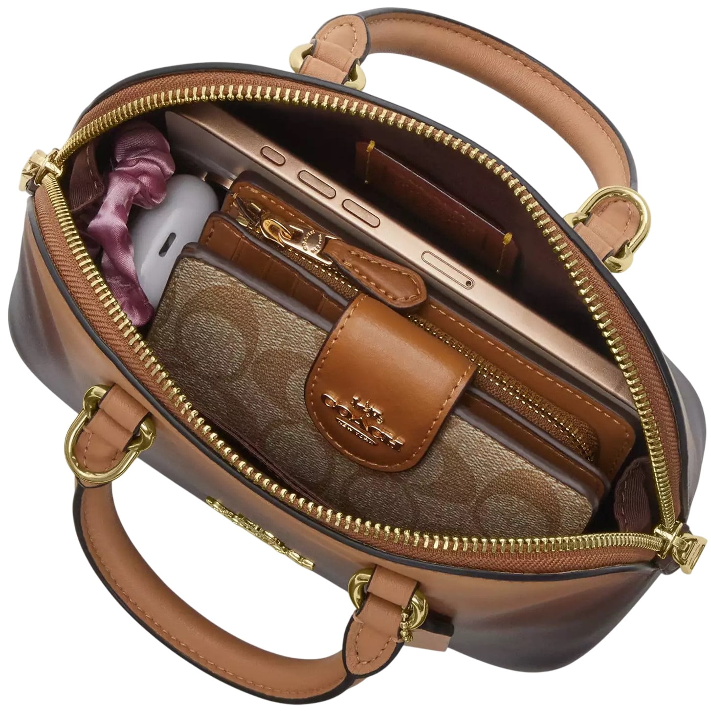 Túi Coach Hến Lara Mini Satchel Bag With Ombre Latte CEA00 5