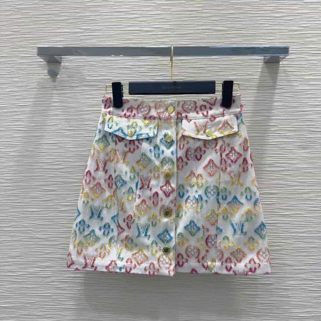 Set full áo quần dài và váy ngắn LV màu loang 12