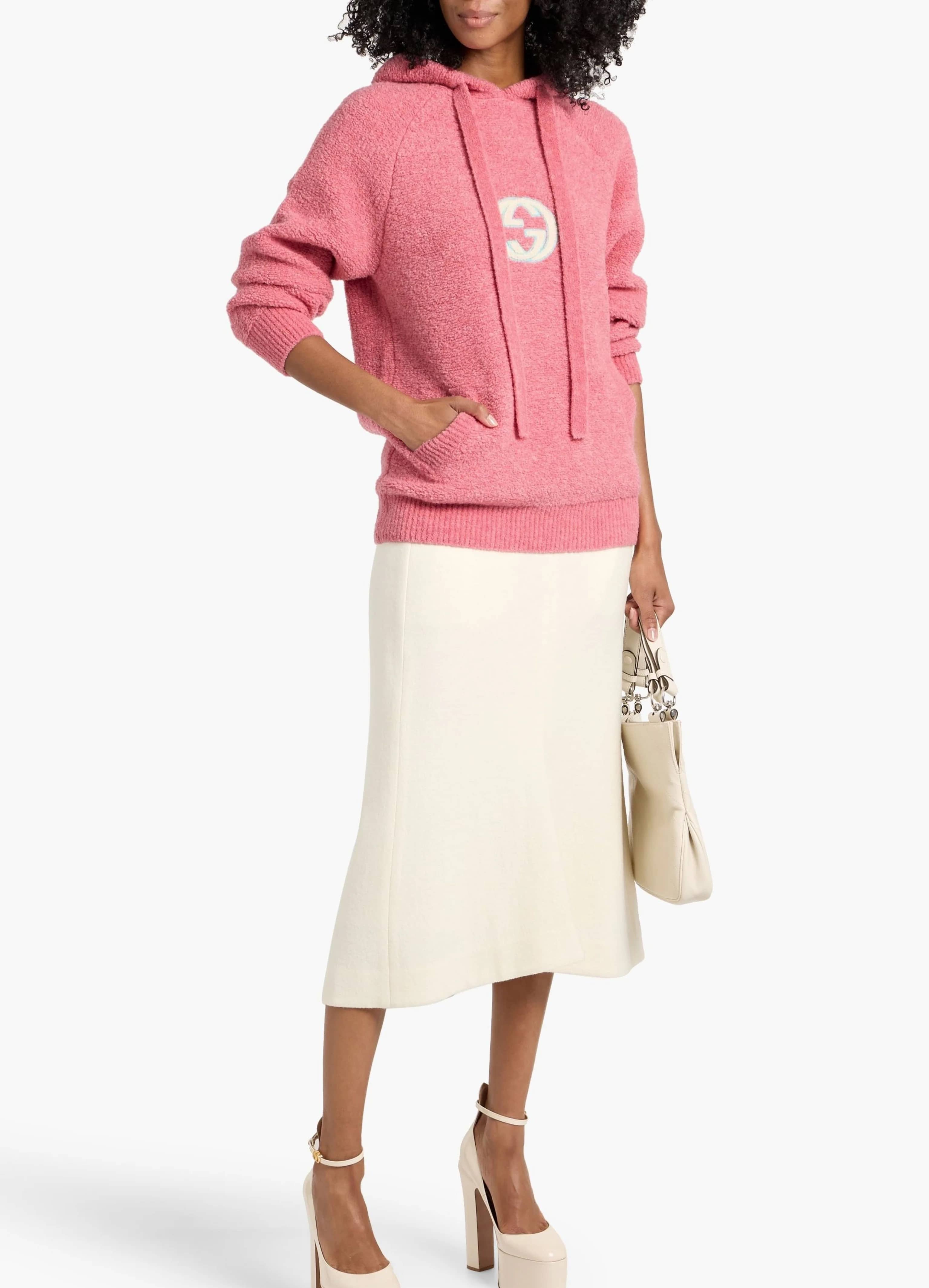  Áo Gucci Interlocking G Bouclé-Knit Wool-Blend Hoodie 4