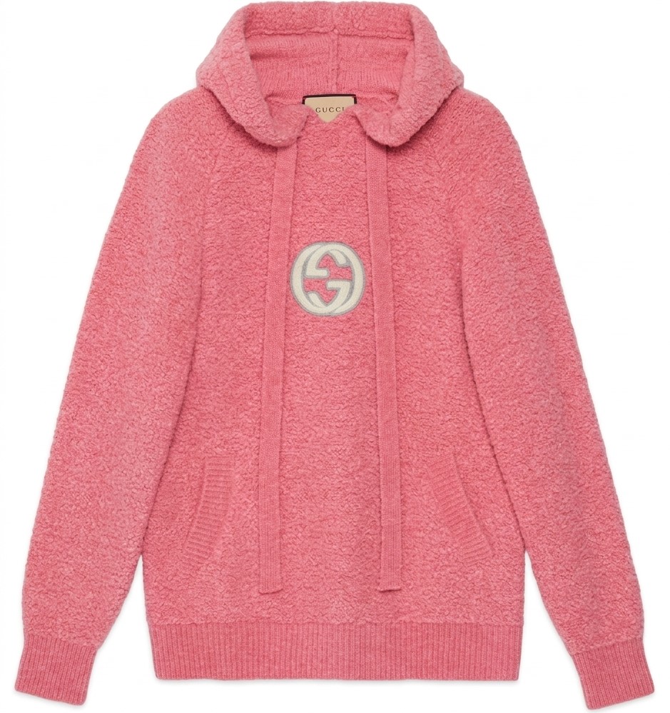 Áo Gucci Interlocking G Bouclé-Knit Wool-Blend Hoodie 5