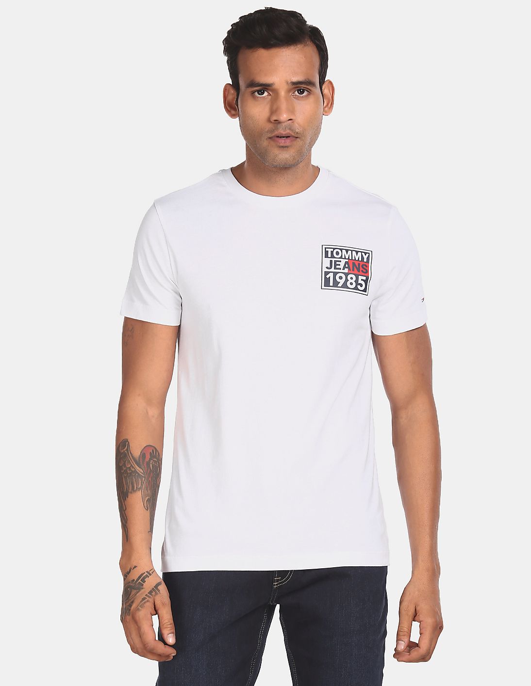 ÁO THUN TOMMY HILFIGER MEN WHITE COTTON FRONT AND BACK GRAPHIC PRINT T-SHIRT 2