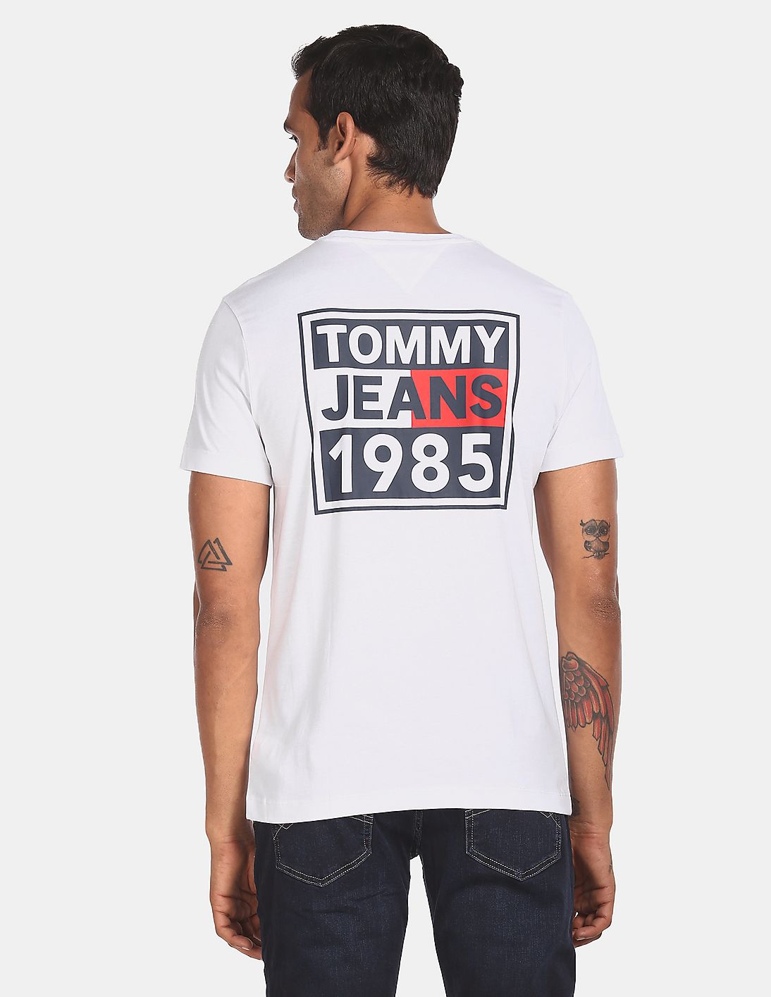 ÁO THUN TOMMY HILFIGER MEN WHITE COTTON FRONT AND BACK GRAPHIC PRINT T-SHIRT 8