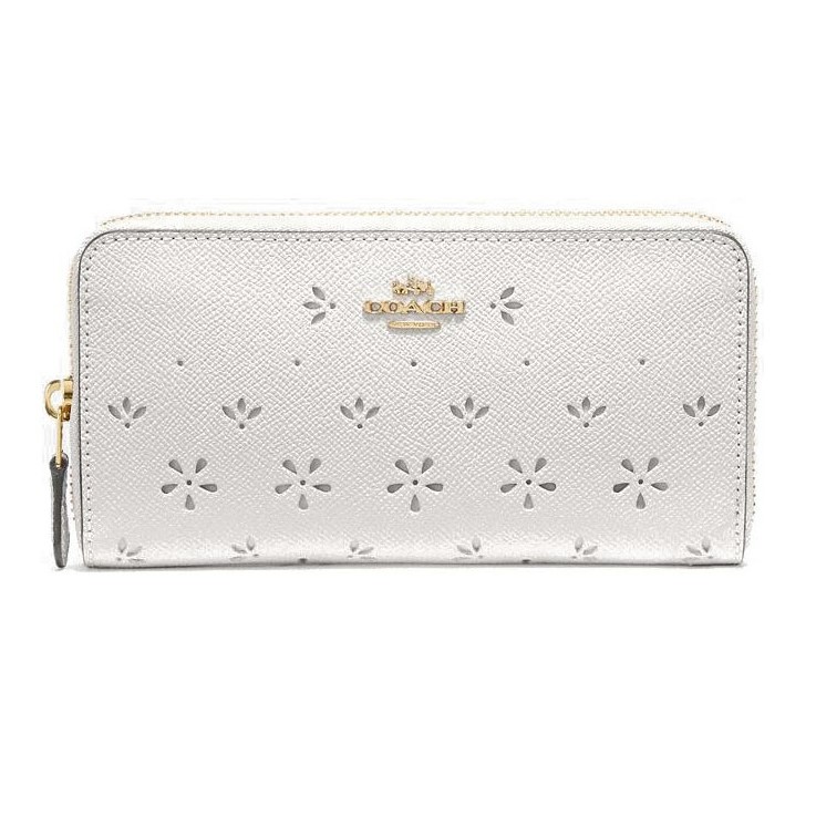 VÍ NỮ DÀI COACH ACCORDION ZIP WALLET WITH PERFORATED FLORAL 1