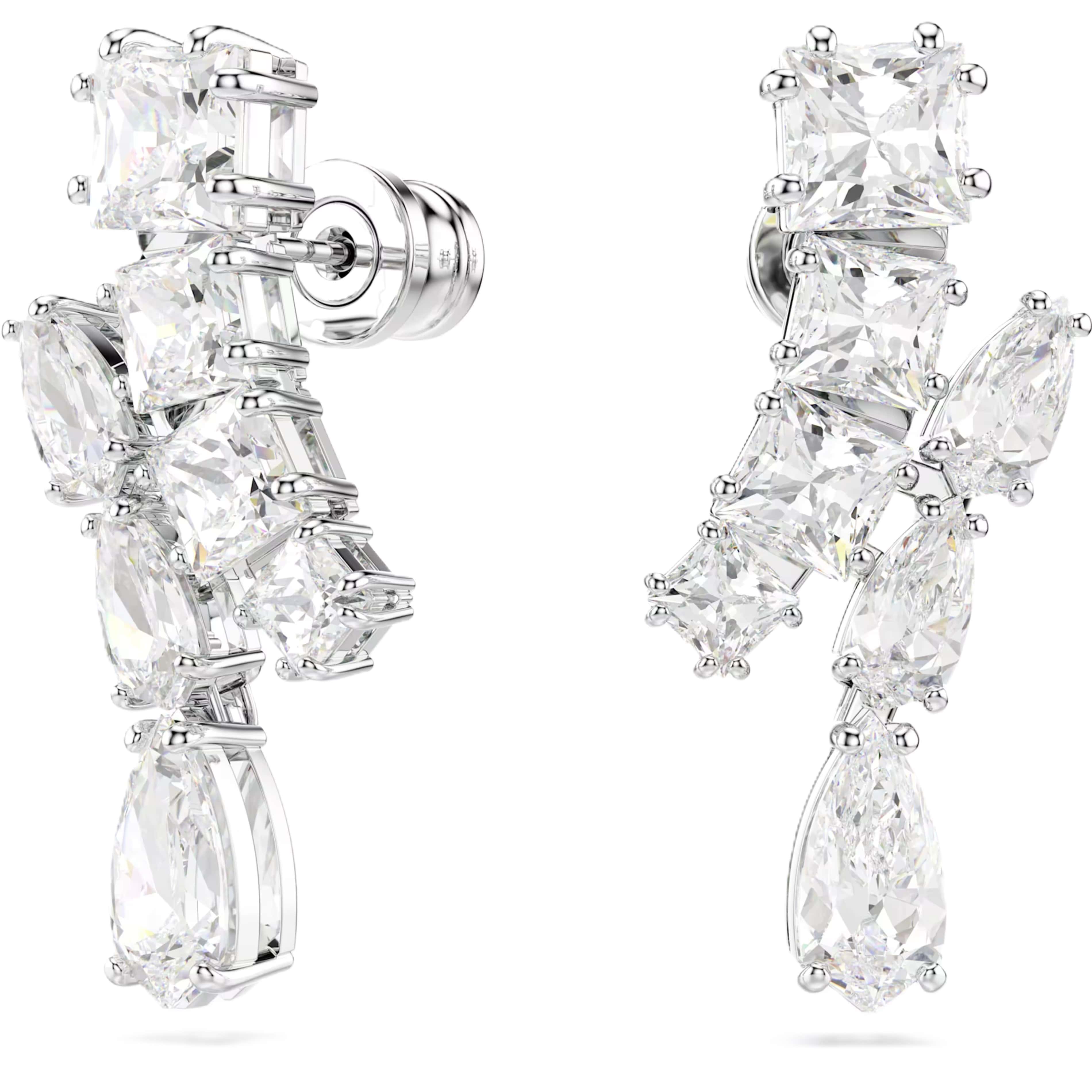 Bông tai Swarovski Matrix Drop Earrings Mixed Cuts White Rhodium Plated 5700418 1