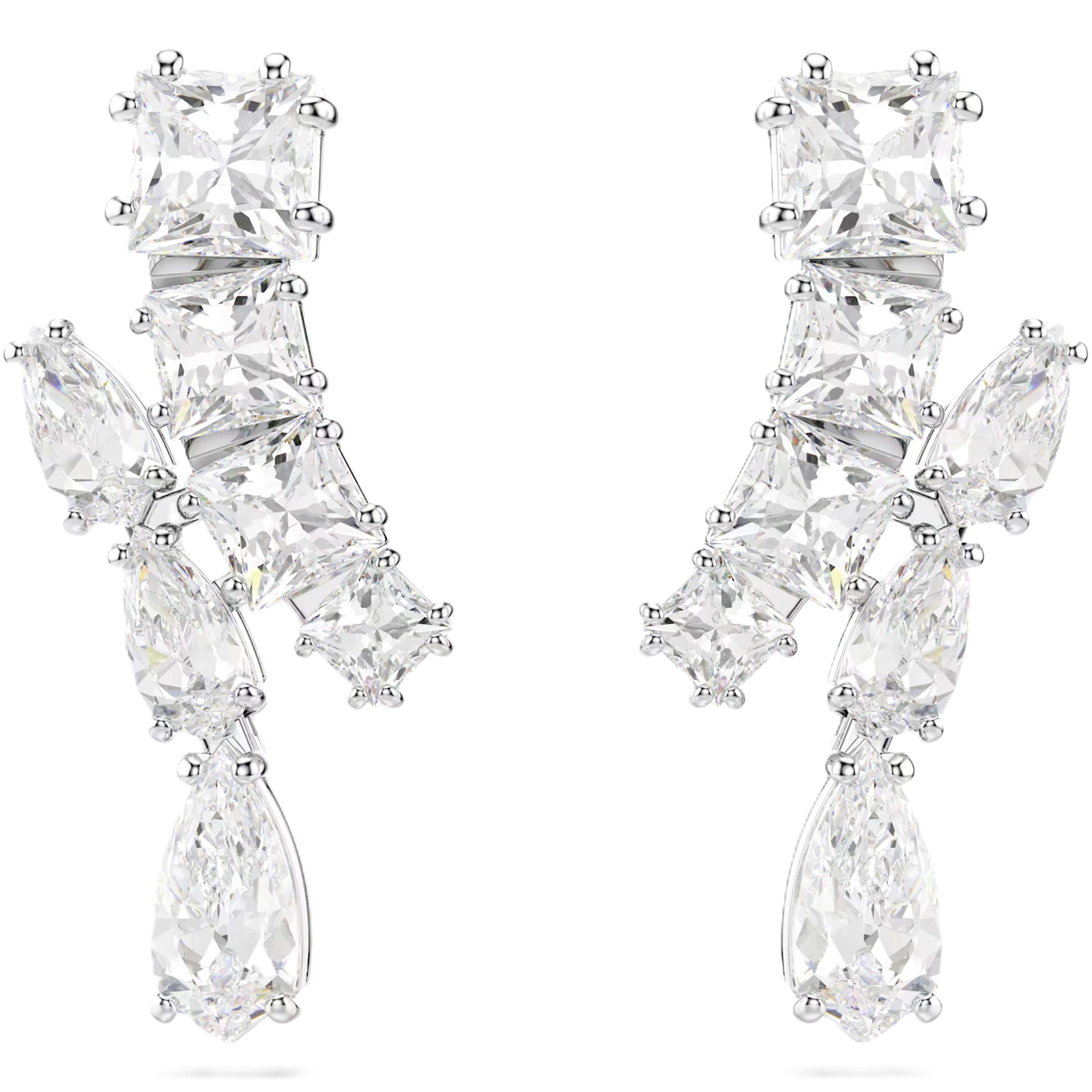 Bông tai Swarovski Matrix Drop Earrings Mixed Cuts White Rhodium Plated 5700418 2