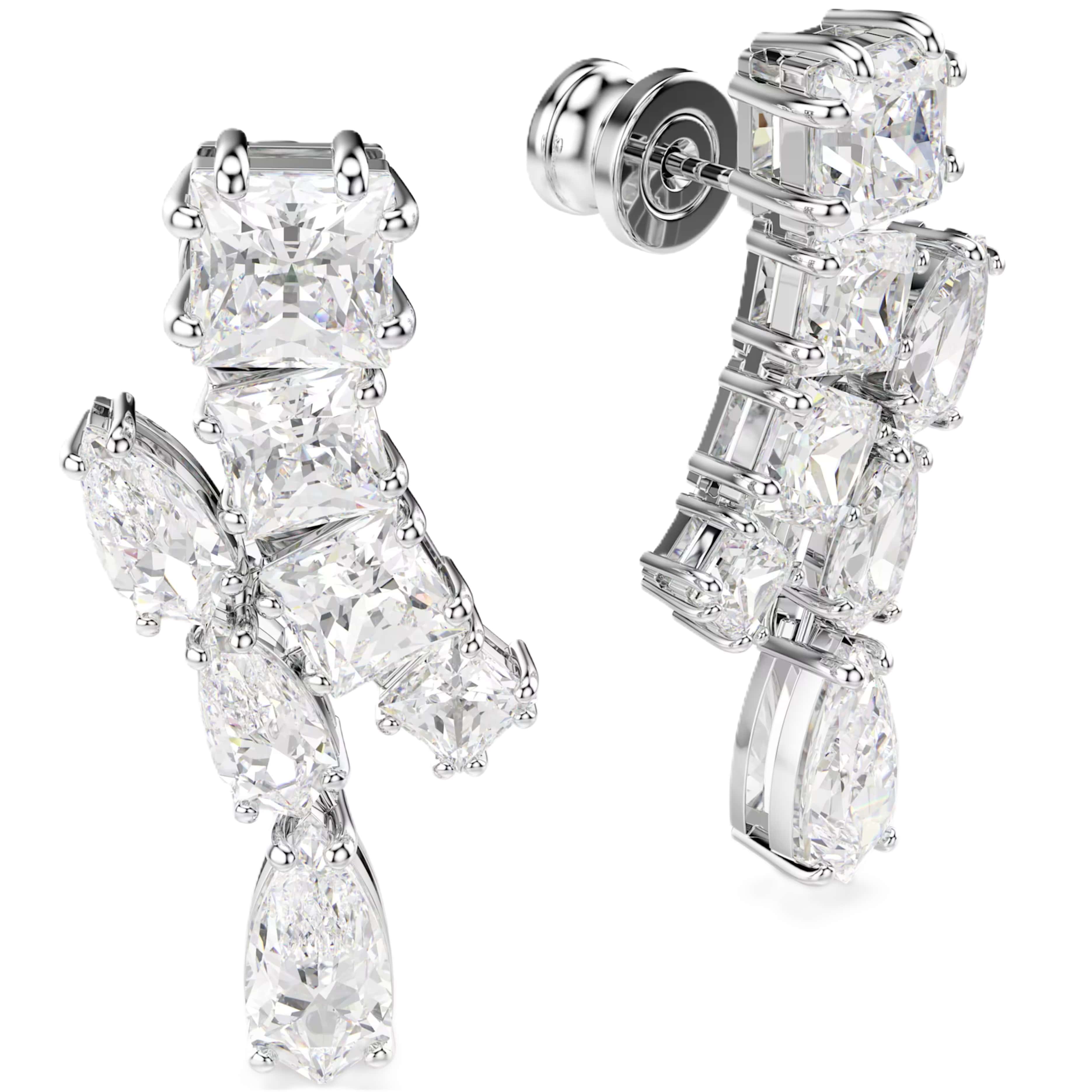 Bông tai Swarovski Matrix Drop Earrings Mixed Cuts White Rhodium Plated 5700418 3