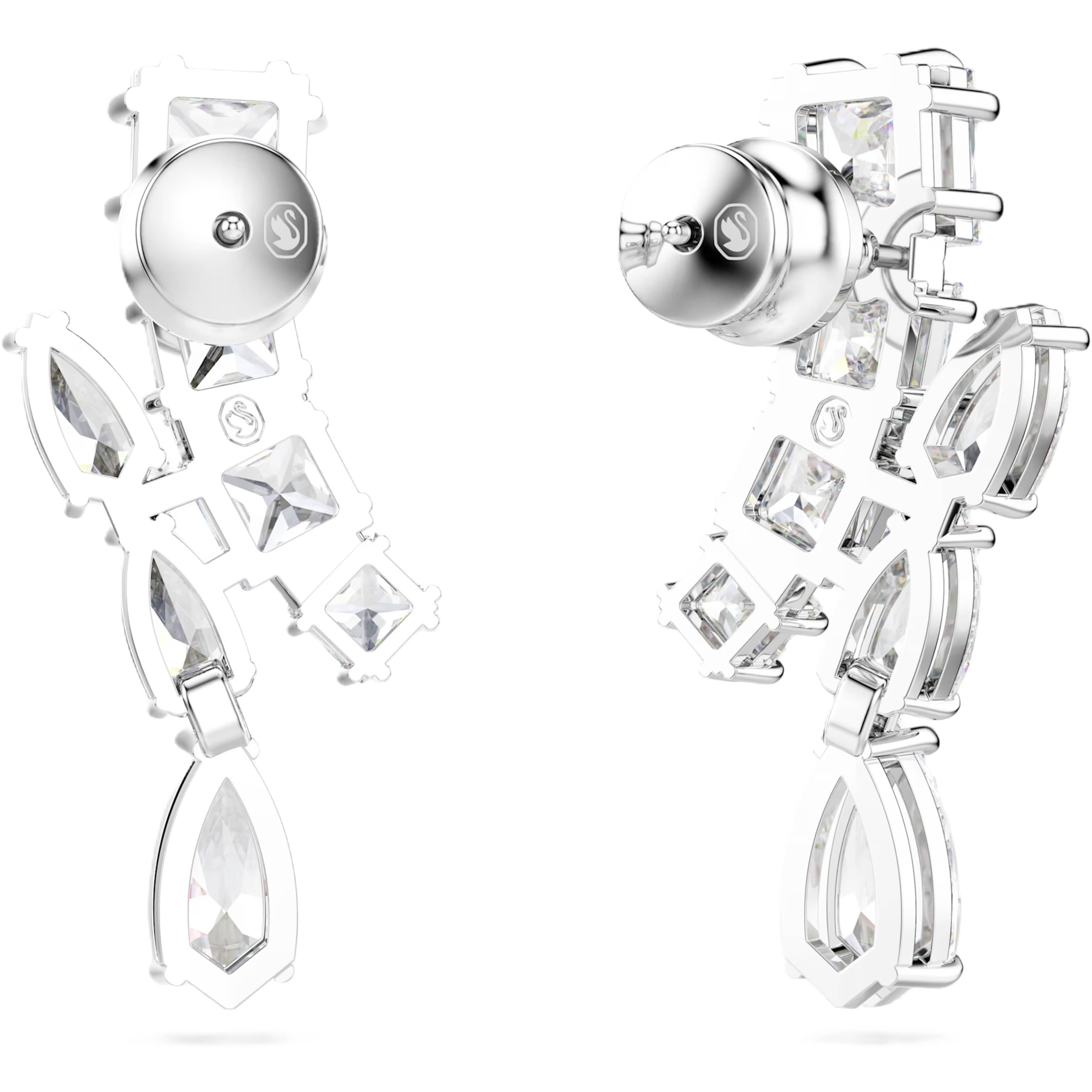 Bông tai Swarovski Matrix Drop Earrings Mixed Cuts White Rhodium Plated 5700418 4