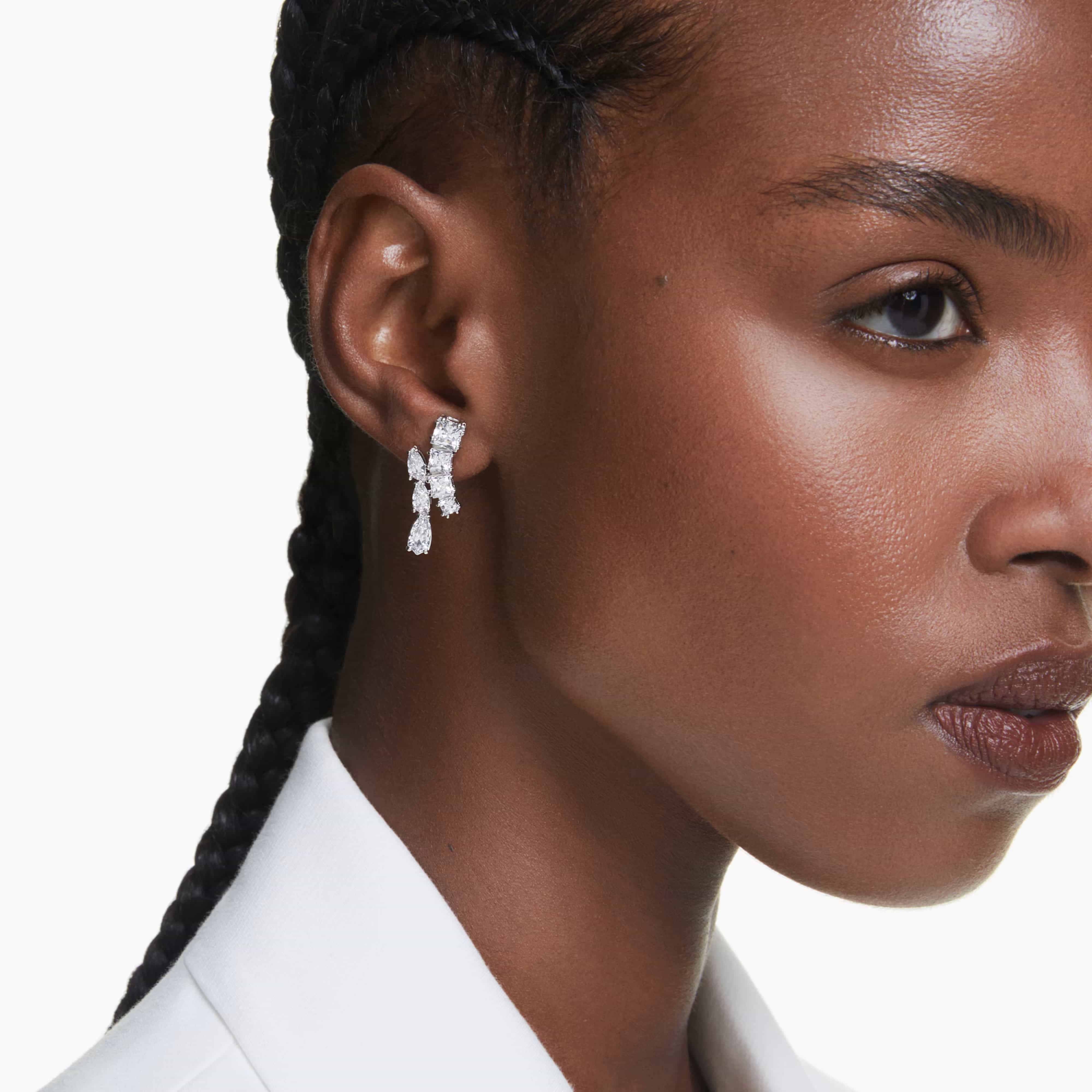 Bông tai Swarovski Matrix Drop Earrings Mixed Cuts White Rhodium Plated 5700418 5