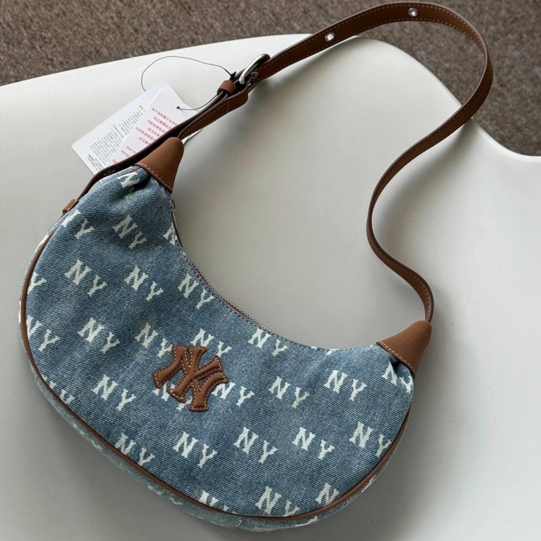 Túi MLB Classic Monogram Vintage Denim Hobo Bag New York Yankees Blue 3ABQMV55N-50BLL 9