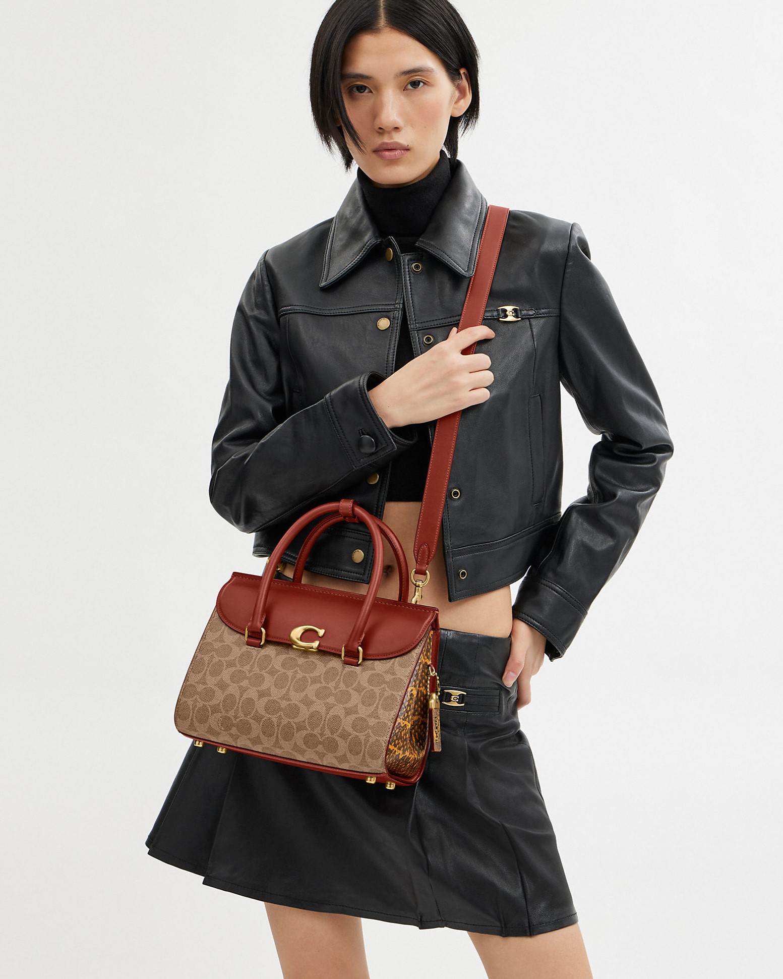TÚI COACH NỮ BROOME CARRYALL IN SIGNATURE COATED CANVAS WITH SNAKESKIN DETAIL CP449 2