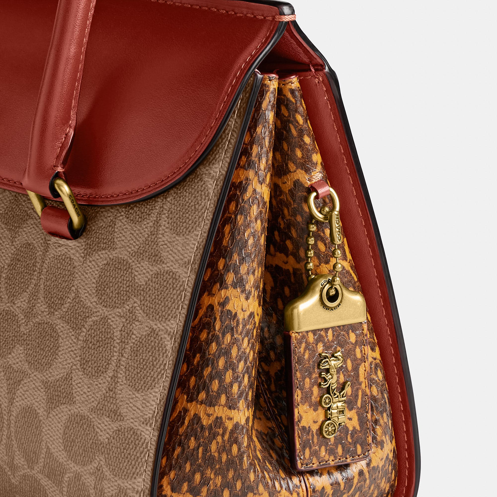 TÚI COACH NỮ BROOME CARRYALL IN SIGNATURE COATED CANVAS WITH SNAKESKIN DETAIL CP449 1