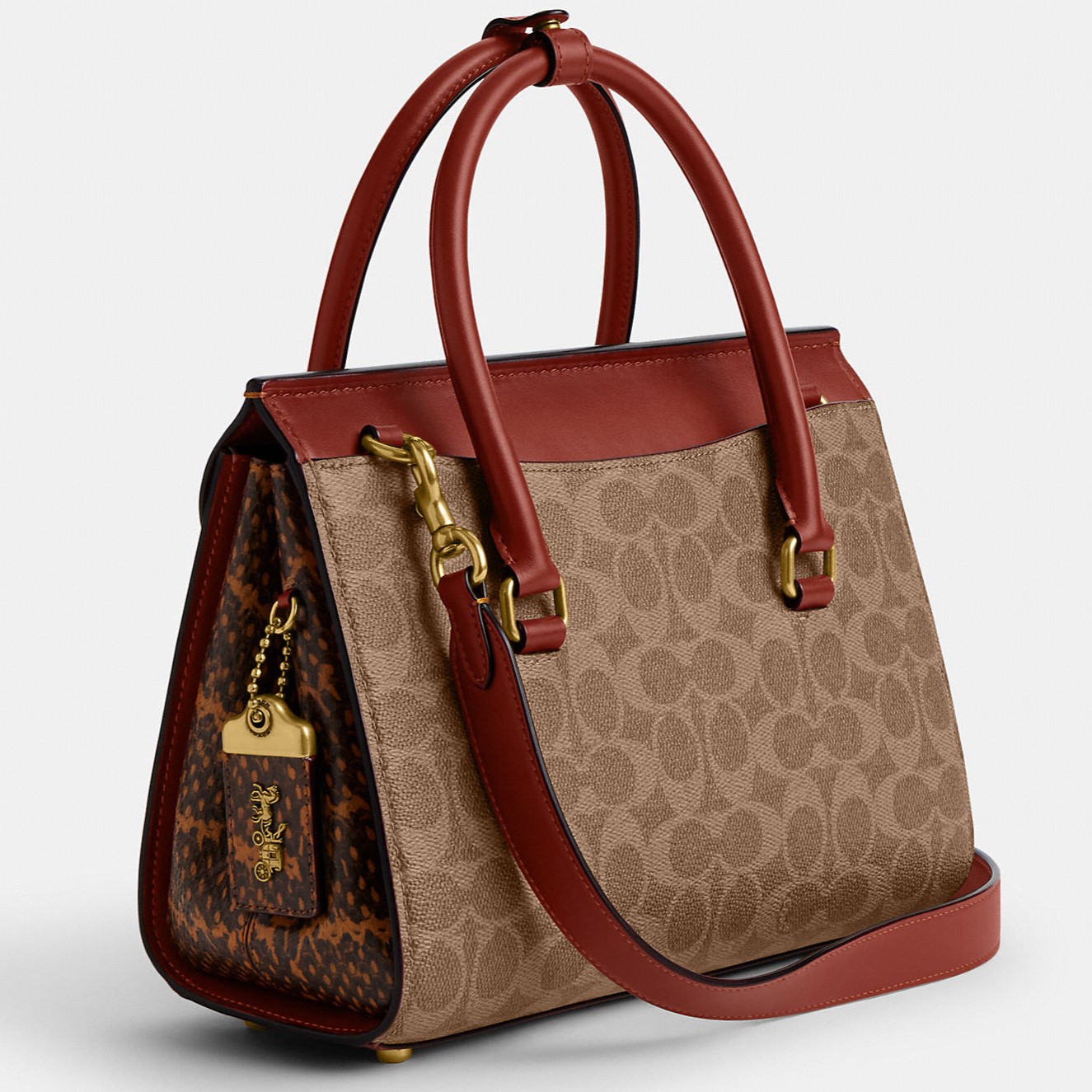 TÚI COACH NỮ BROOME CARRYALL IN SIGNATURE COATED CANVAS WITH SNAKESKIN DETAIL CP449 4