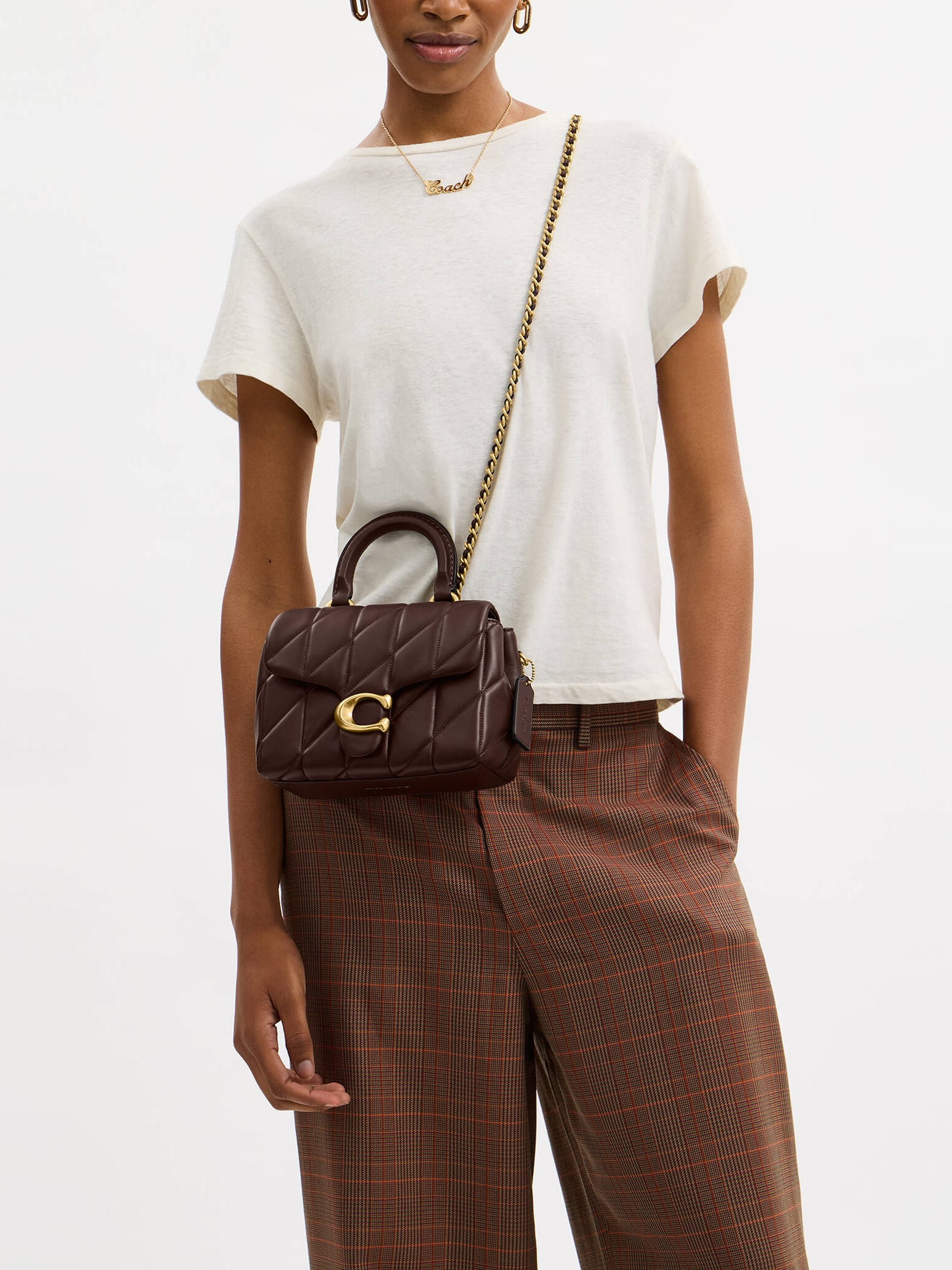 Túi Coach Tabby Top Handle Bag With Quilting Dark Brown CCC12 3