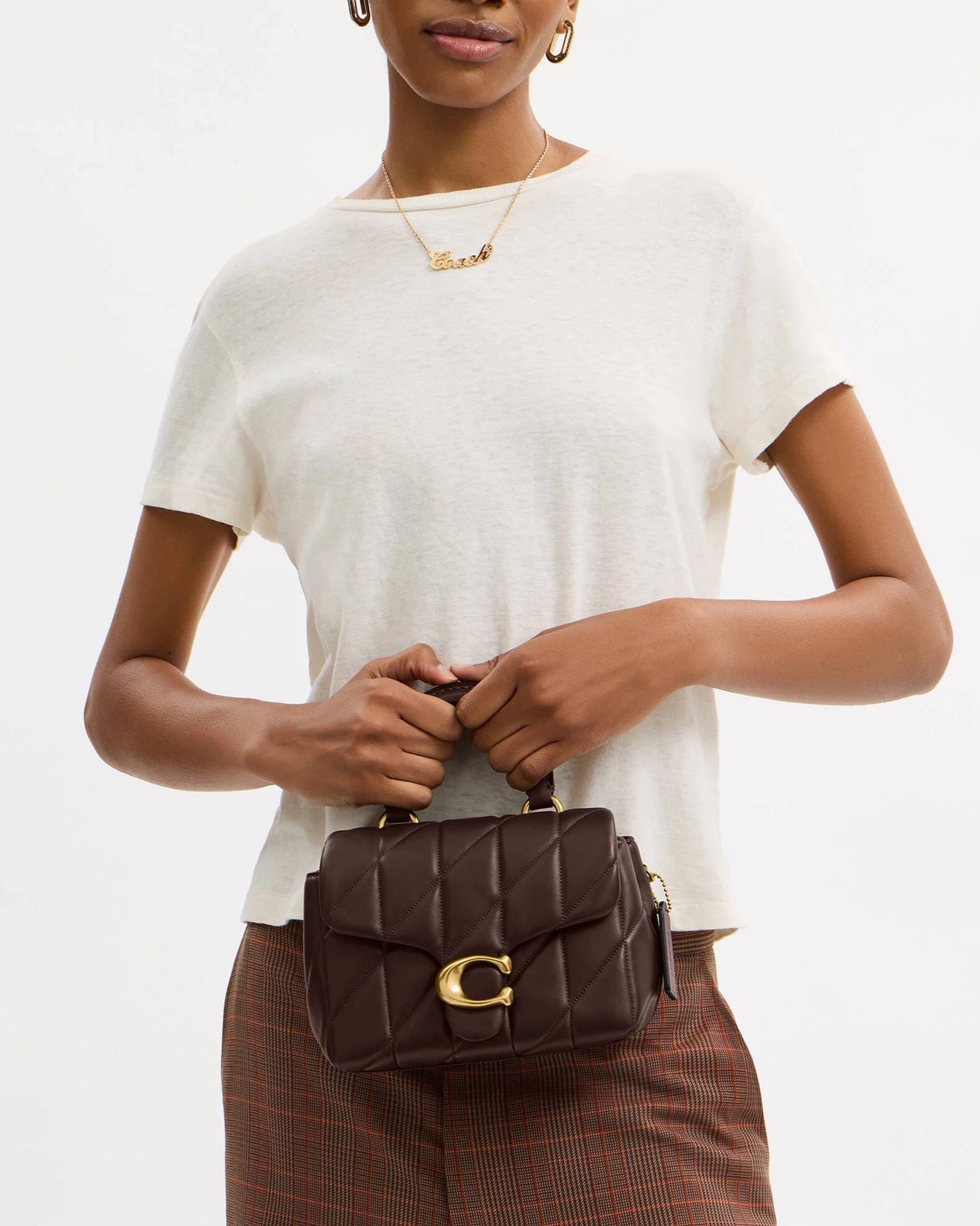 Túi Coach Tabby Top Handle Bag With Quilting Dark Brown CCC12 9