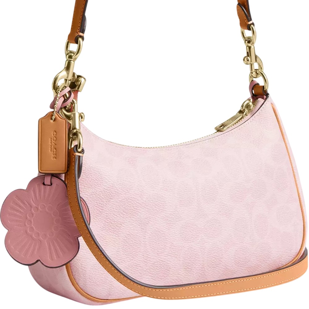 Túi Coach Teri Shoulder Bag In Signature Canvas With Charms Powder Pink CEA20 4