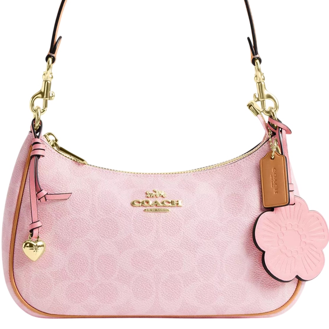 Túi Coach Teri Shoulder Bag In Signature Canvas With Charms Powder Pink CEA20 5