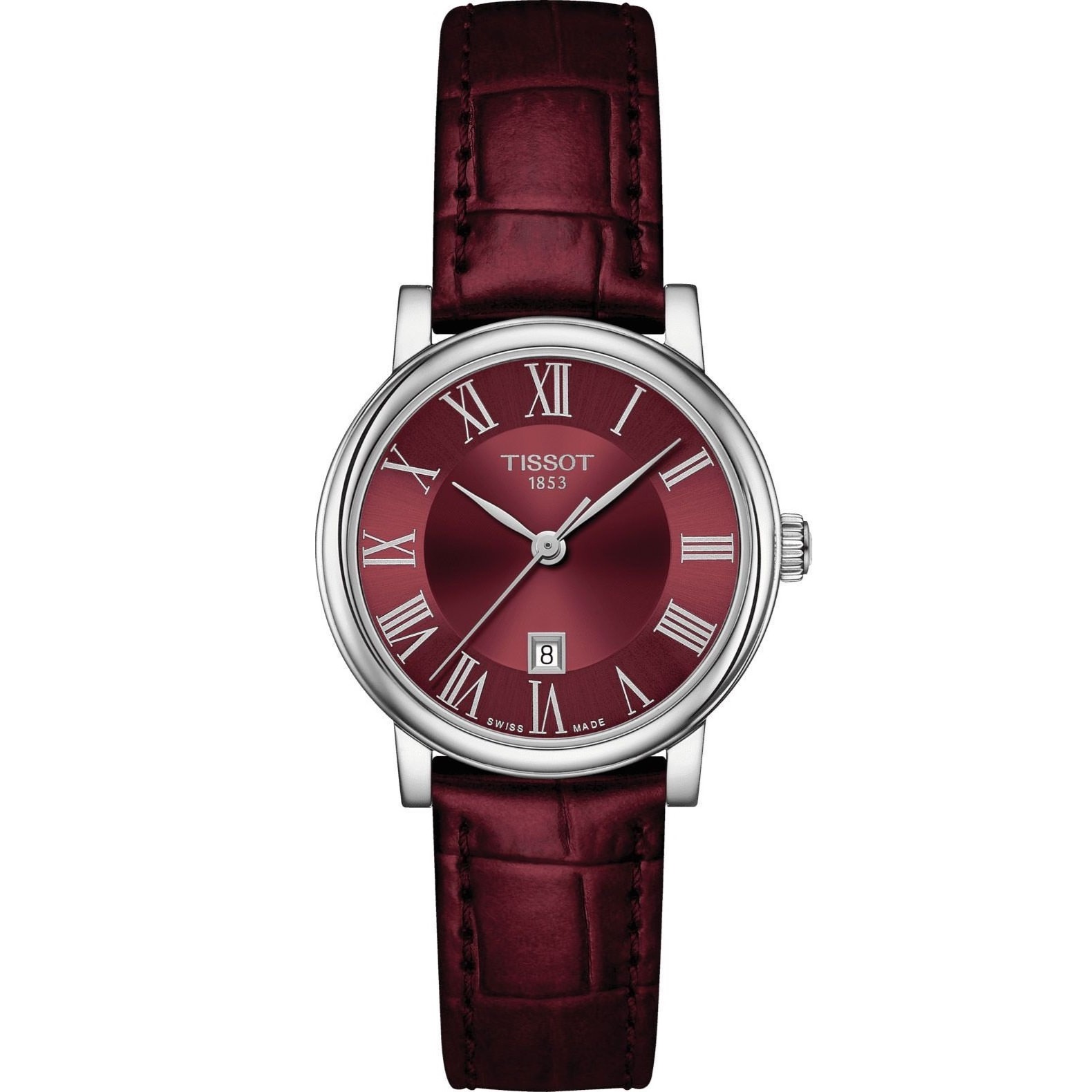 Đồng Hồ Nữ Tissot Carson Premium Lady Maroon Dial Maroon Leather Strap Watch For Women T122.210.16.373.00 2