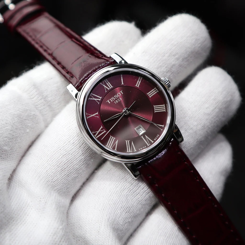 Đồng Hồ Nữ Tissot Carson Premium Lady Maroon Dial Maroon Leather Strap Watch For Women T122.210.16.373.00 5