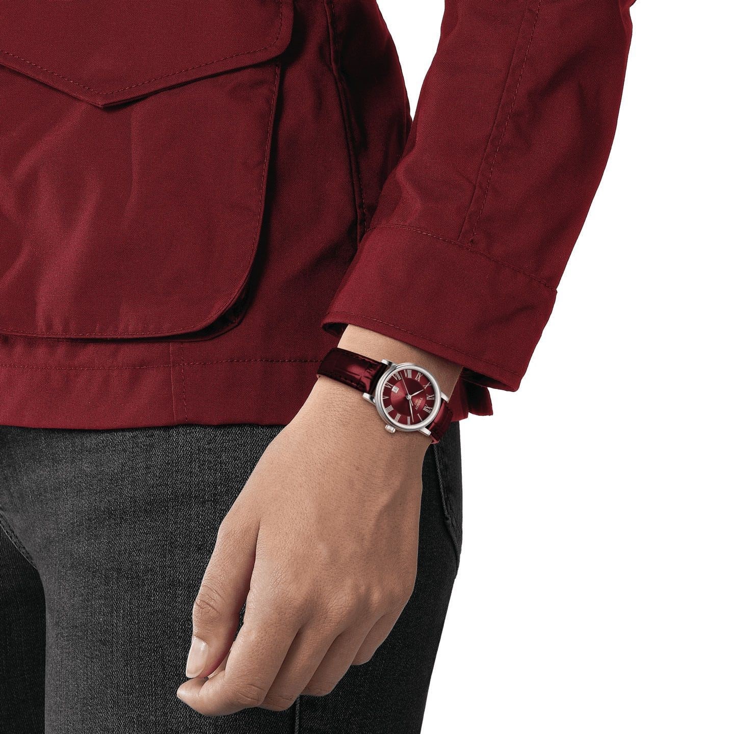Đồng Hồ Nữ Tissot Carson Premium Lady Maroon Dial Maroon Leather Strap Watch For Women T122.210.16.373.00 8
