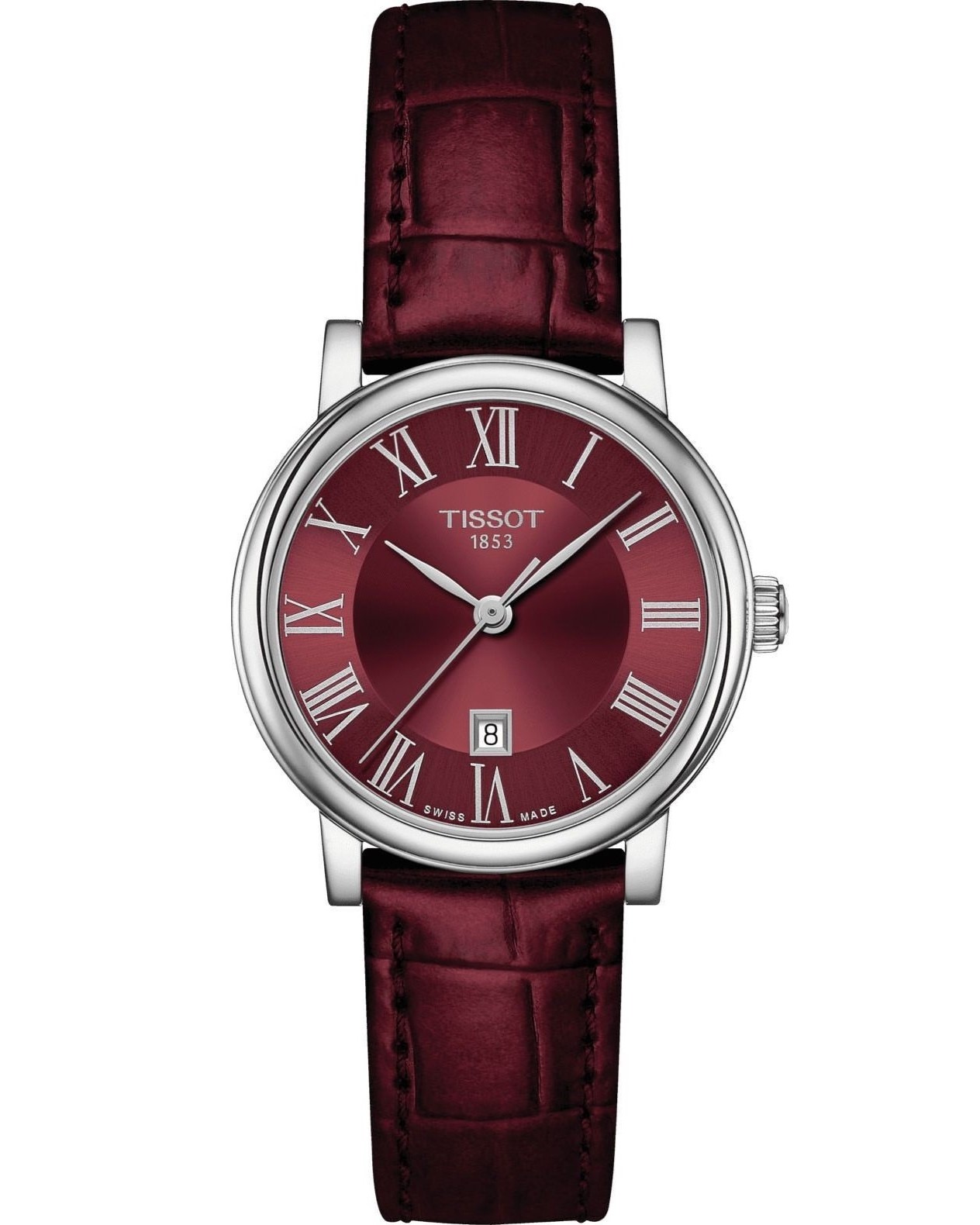 Đồng Hồ Nữ Tissot Carson Premium Lady Maroon Dial Maroon Leather Strap Watch For Women T122.210.16.373.00 10