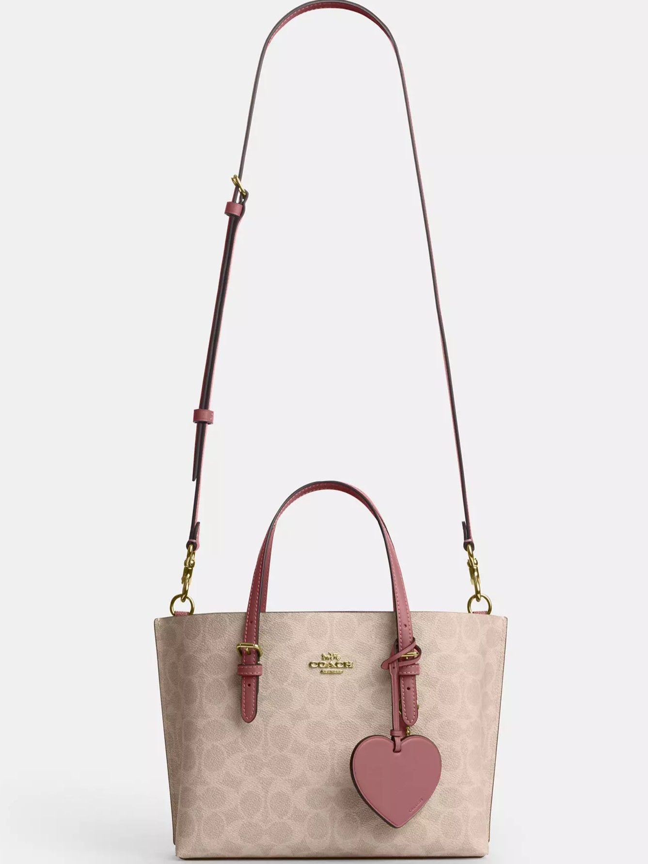 Túi Coach Mollie Tote Bag 25 In Signature Canvas With Heart Charm Sand Peony CDF03 6