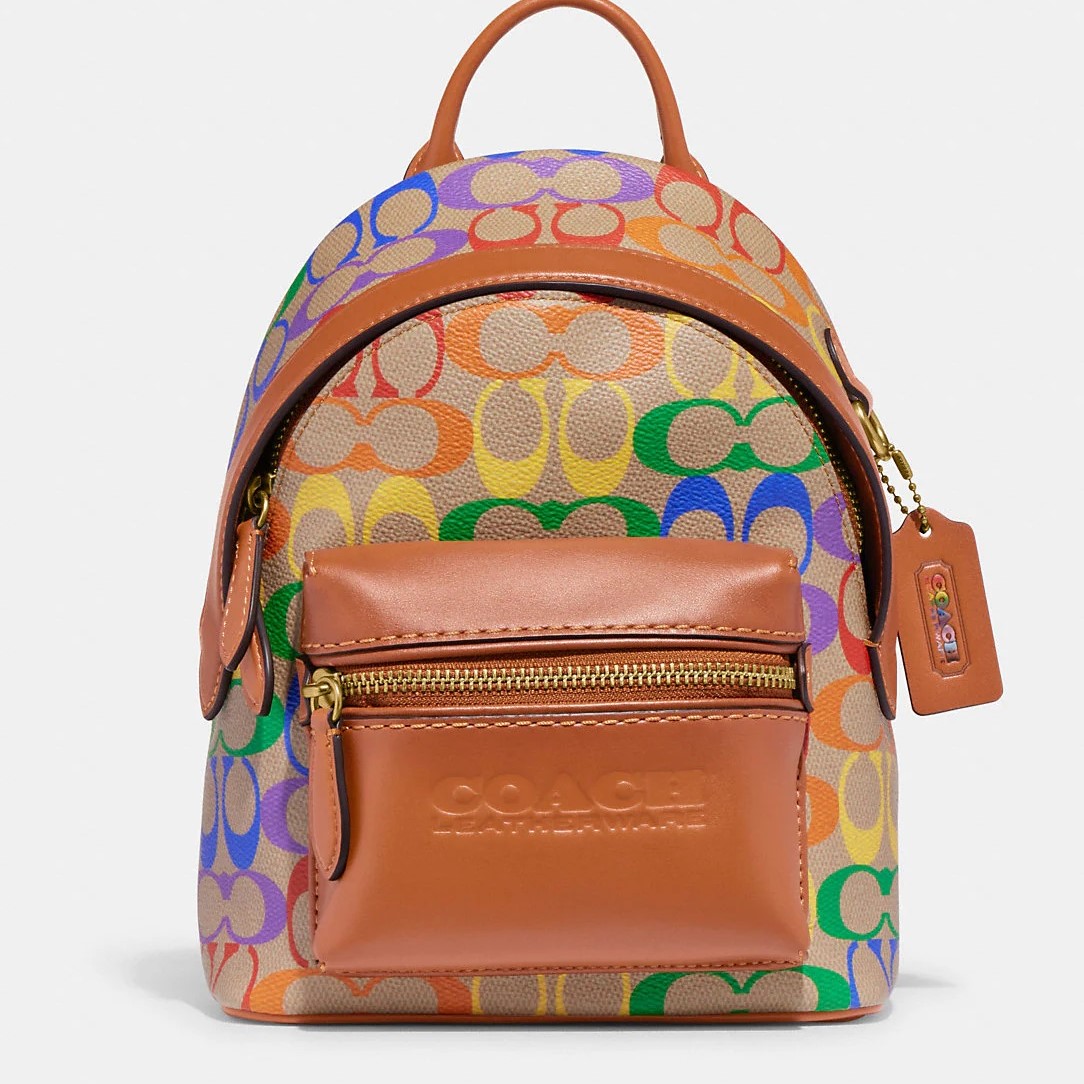 BALO NỮ COACH CẦU VỒNG CHARTER BACKPACK 18 IN RAINBOW SIGNATURE CANVAS CJ878 2