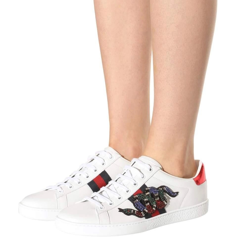 GIÀY THỂ THAO GUCCI RẮN WHITE ACE SNAKE MOTIF SNEAKERS 10