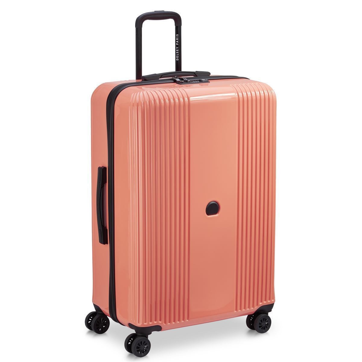 VALI DELSEY PARIS LARGE TRUNK OPHELIE 4 DOUBLE WHEEL EXPANDABLE TROLLEY CORAL PINK SUITCASE 7