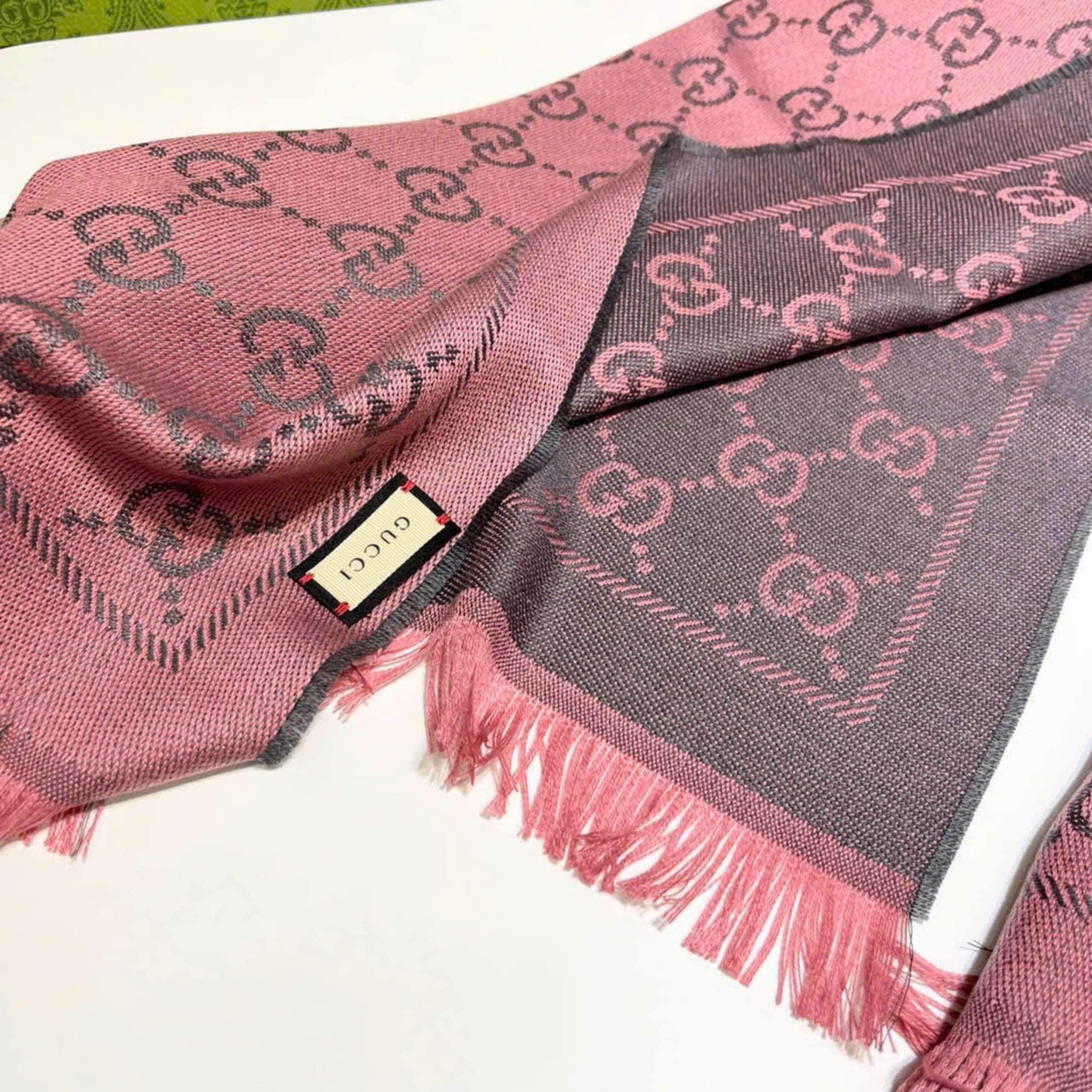 Khăn Choàng Cổ Gucci GG Jacquard Pattern Knitted Scarf Scarves Stoles Shawls For Women Graphite 3