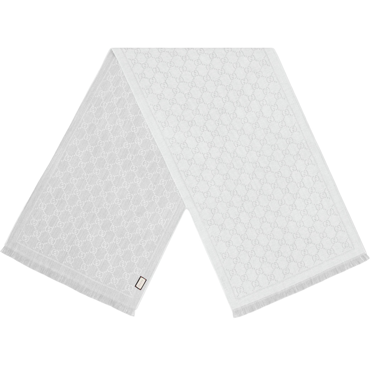 Khăn Choàng Cổ Gucci GG Jacquard Pattern Knitted Scarf Scarves Stoles Shawls For Women Silver 1