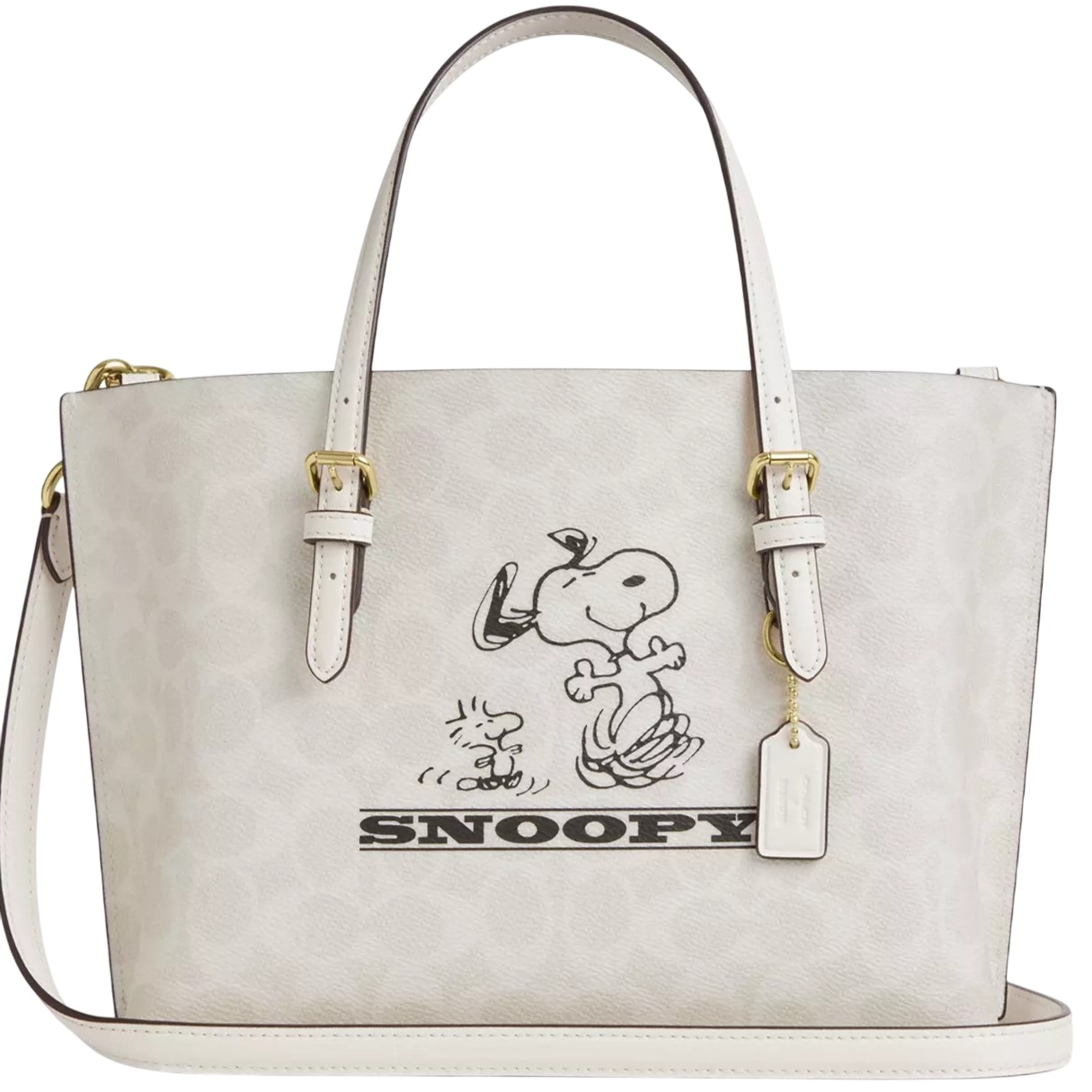 Túi Coach x Peanuts Molly Tote Bag 25 Snoopy Signature Canvas CBJ87 4