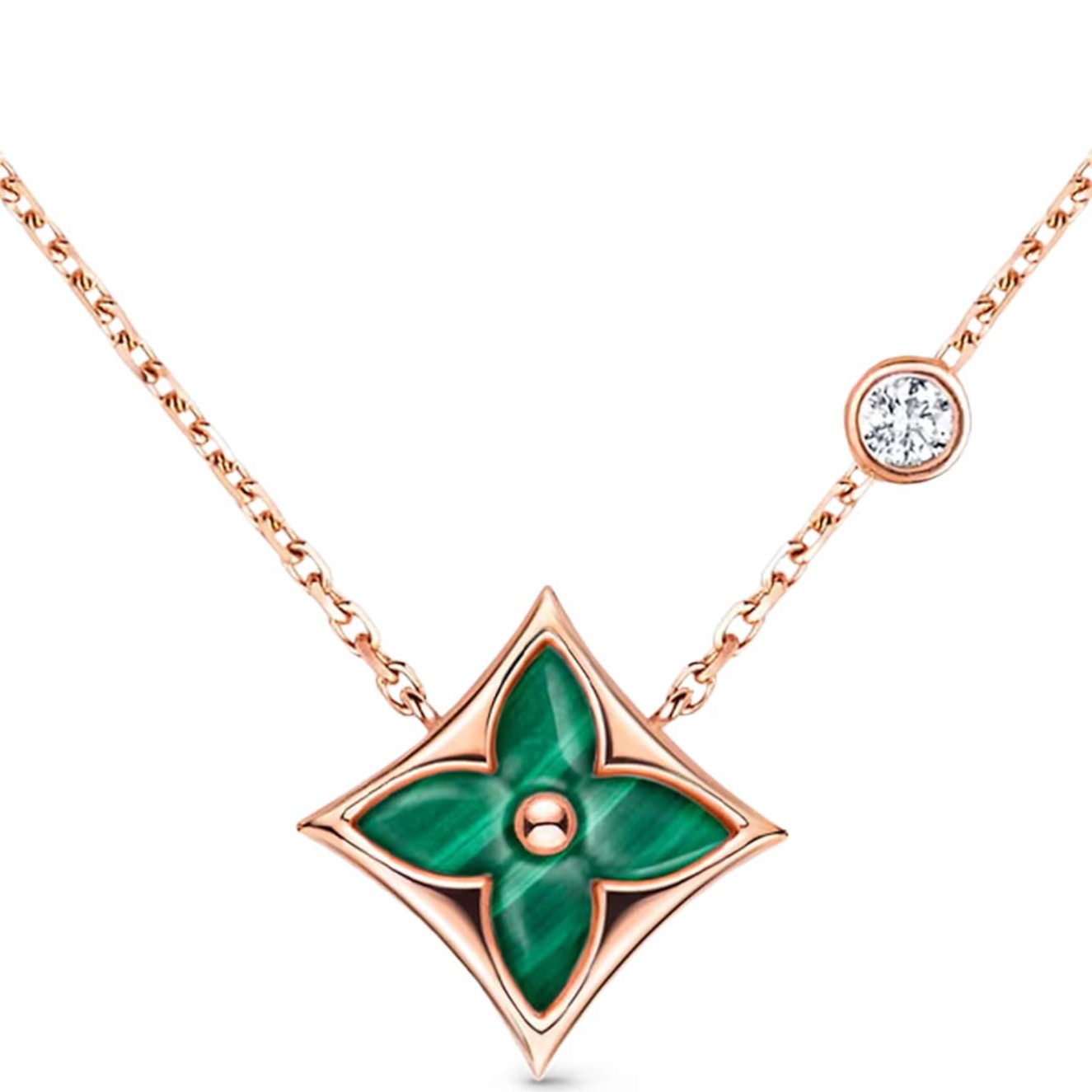Vòng Cổ LV Louis Vuitton Color Blossom BB Star Pendant Pink Gold Malachite and Diamond 1