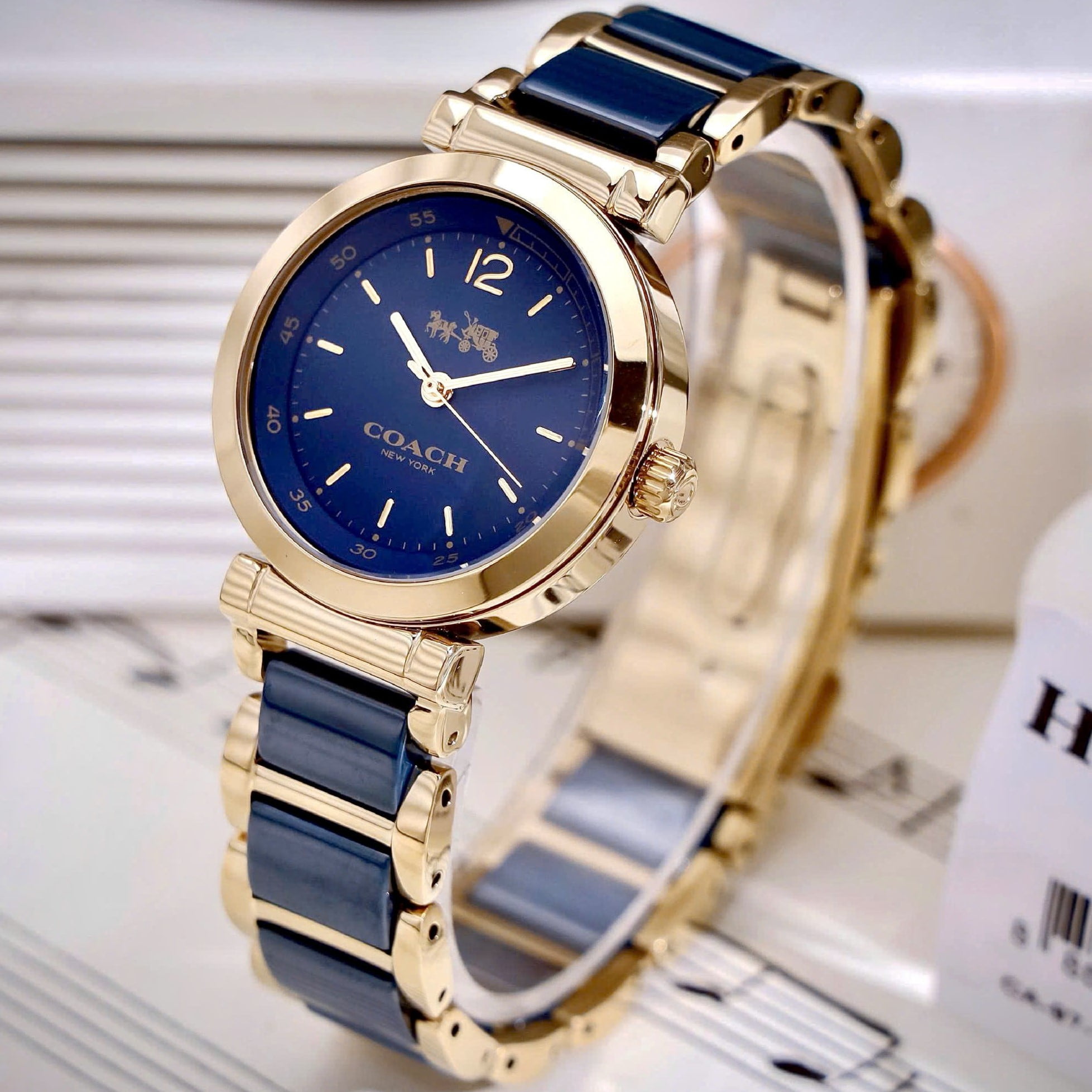 Đồng hồ Coach Sport Ceramic Blue Dial Two Tone Steel Strap Watch 14502462 3