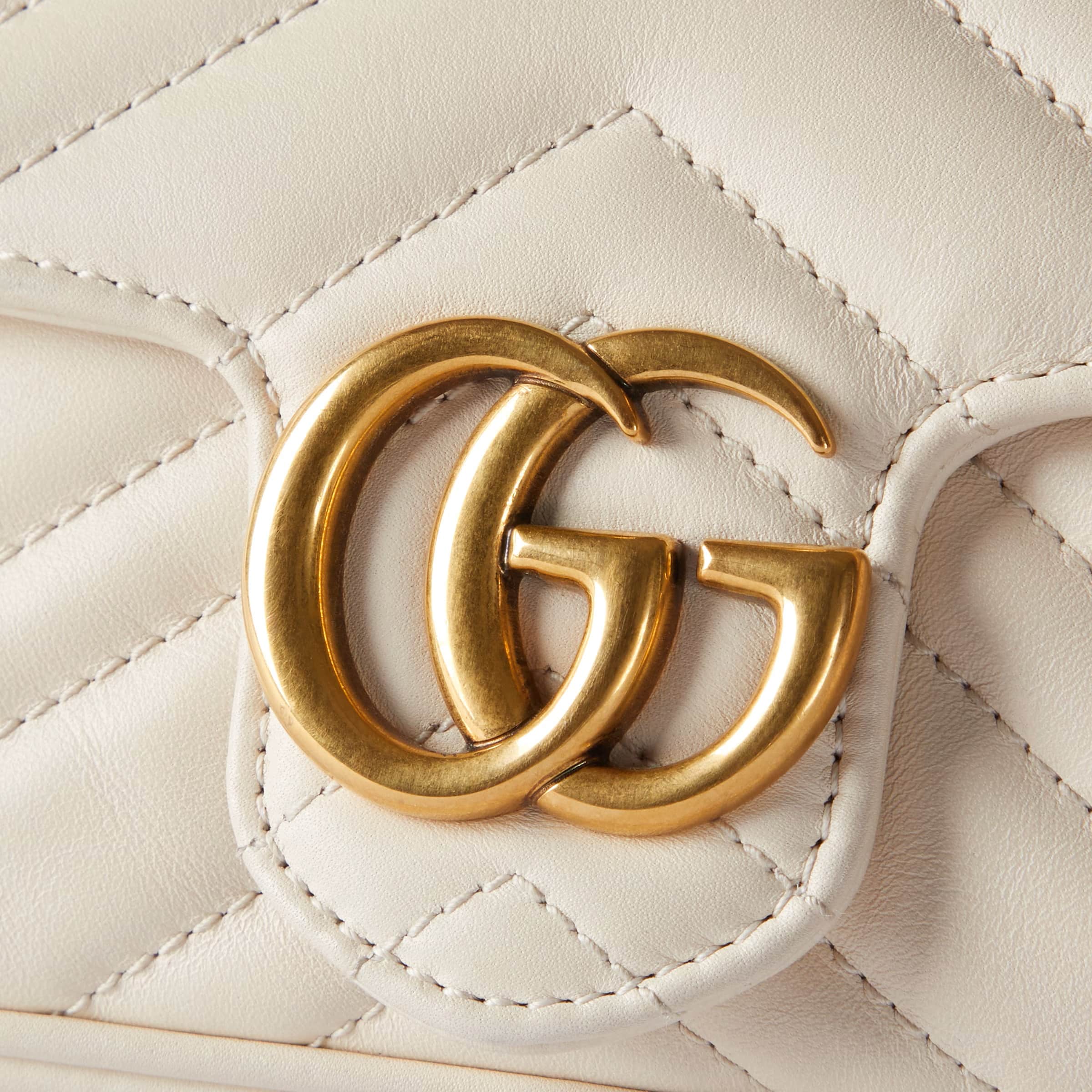 Túi đeo chéo Gucci GG Marmont Mini White Quilted Chevron Leather 1