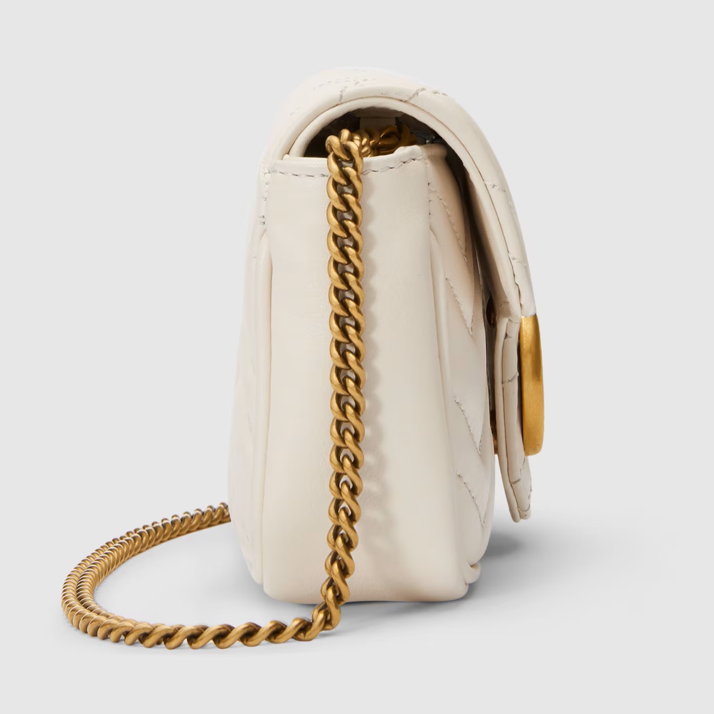 Túi đeo chéo Gucci GG Marmont Mini White Quilted Chevron Leather 2
