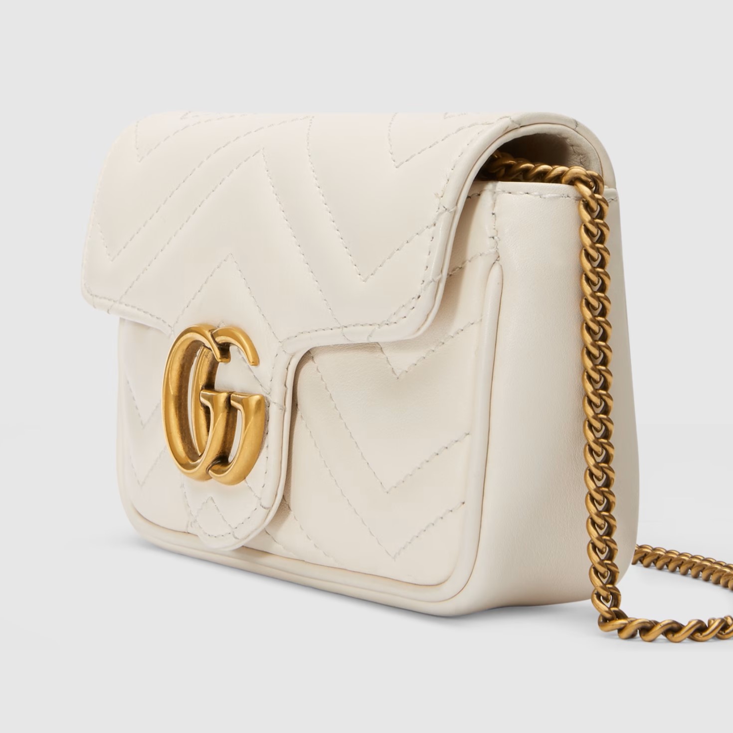 Túi đeo chéo Gucci GG Marmont Mini White Quilted Chevron Leather 6