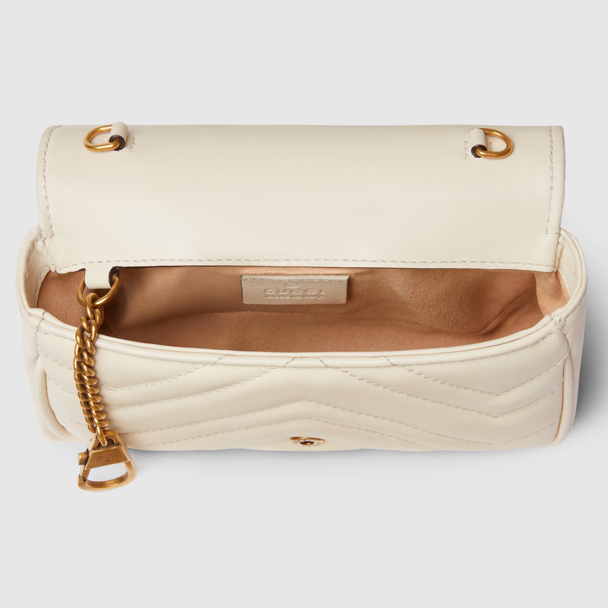 Túi đeo chéo Gucci GG Marmont Mini White Quilted Chevron Leather 8
